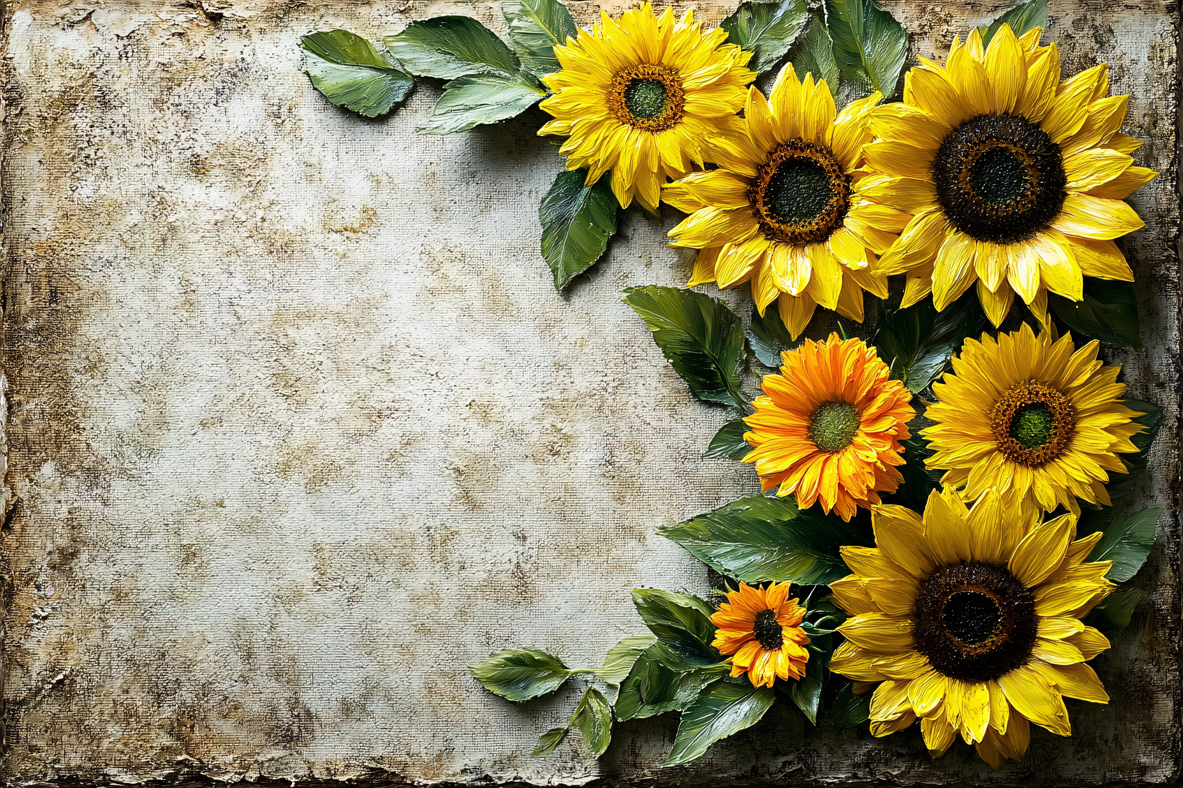Sunflowers on Textured Background