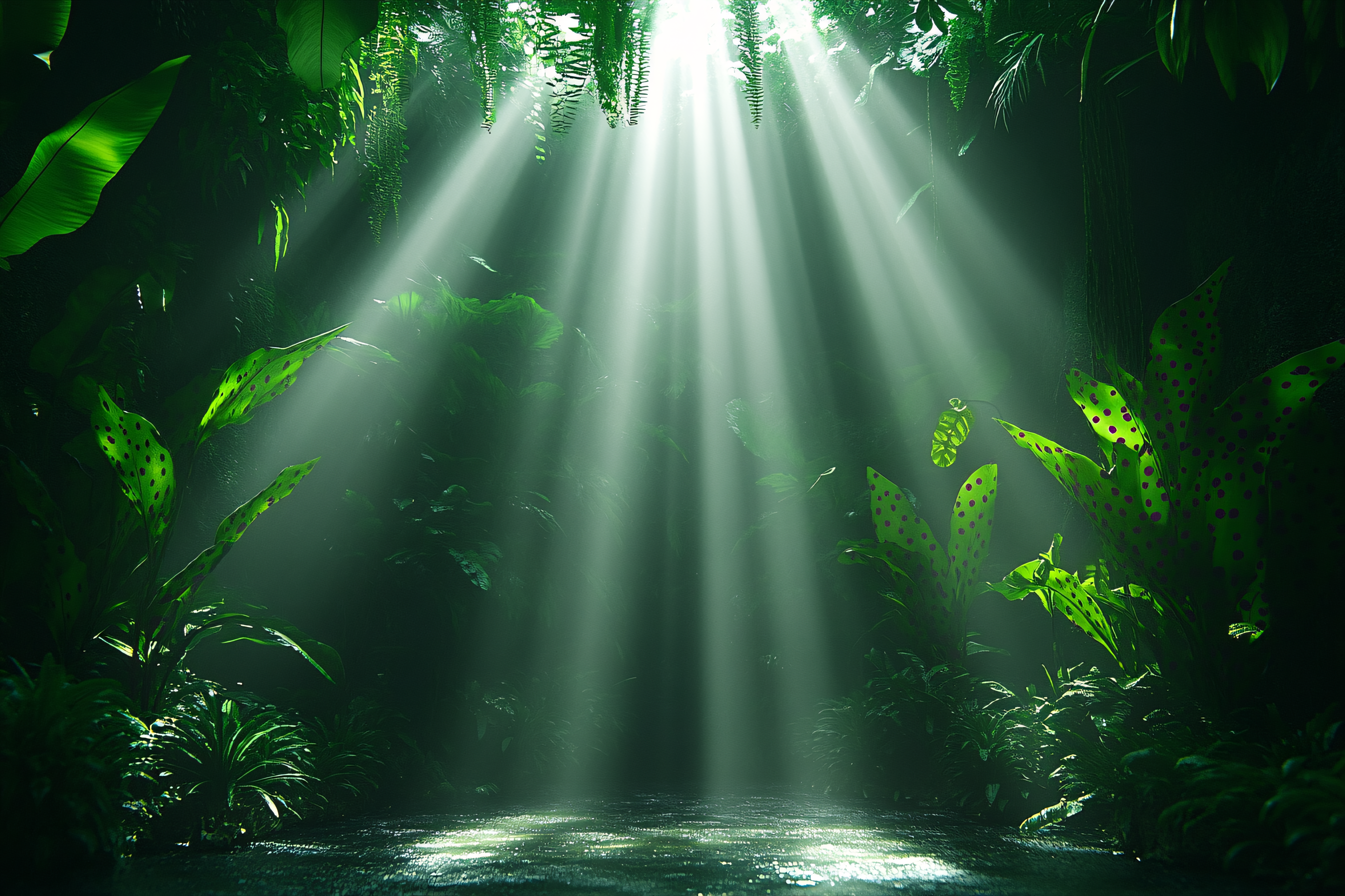 Sunlight Through a Lush Rainforest