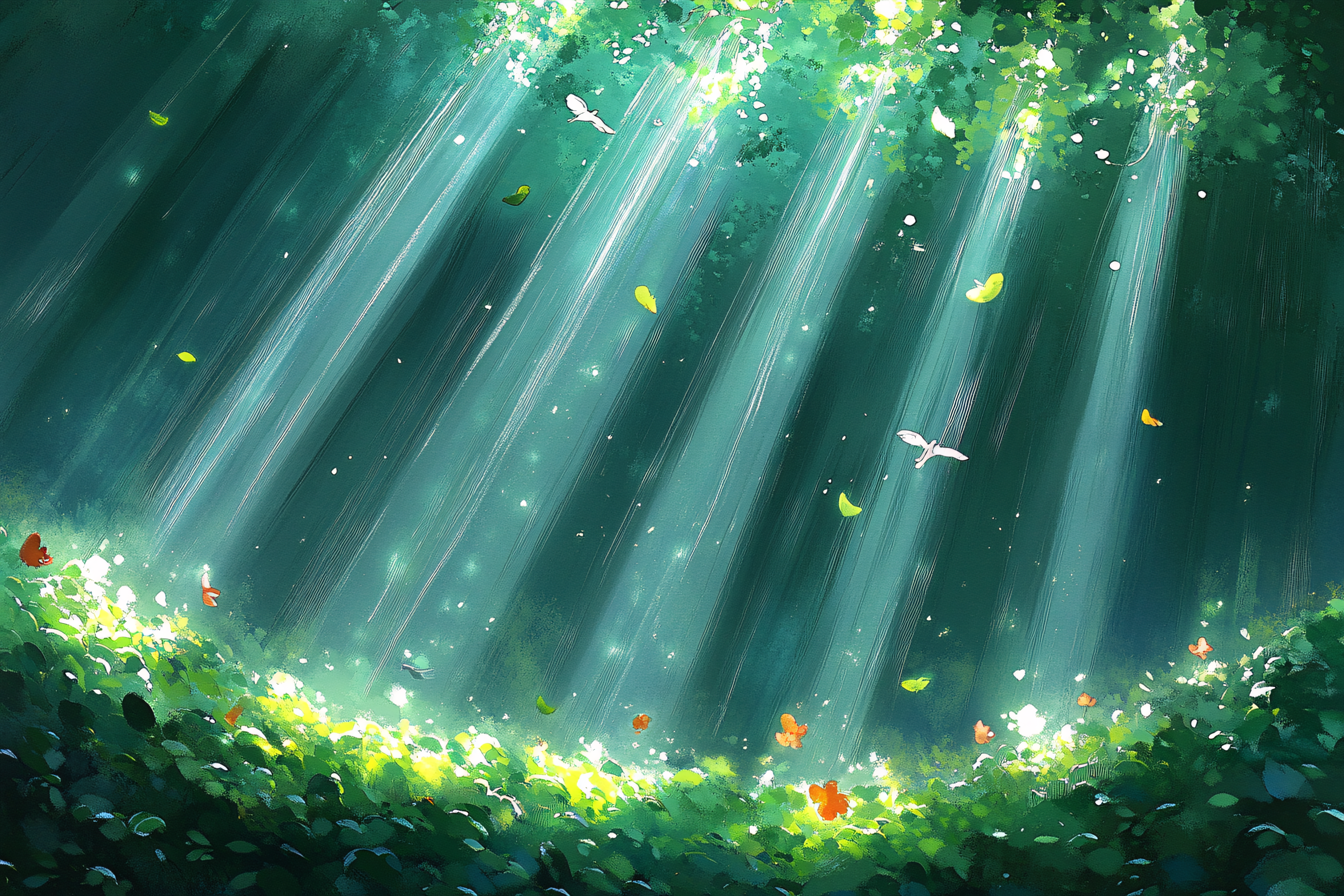 Sunlit Forest Scene