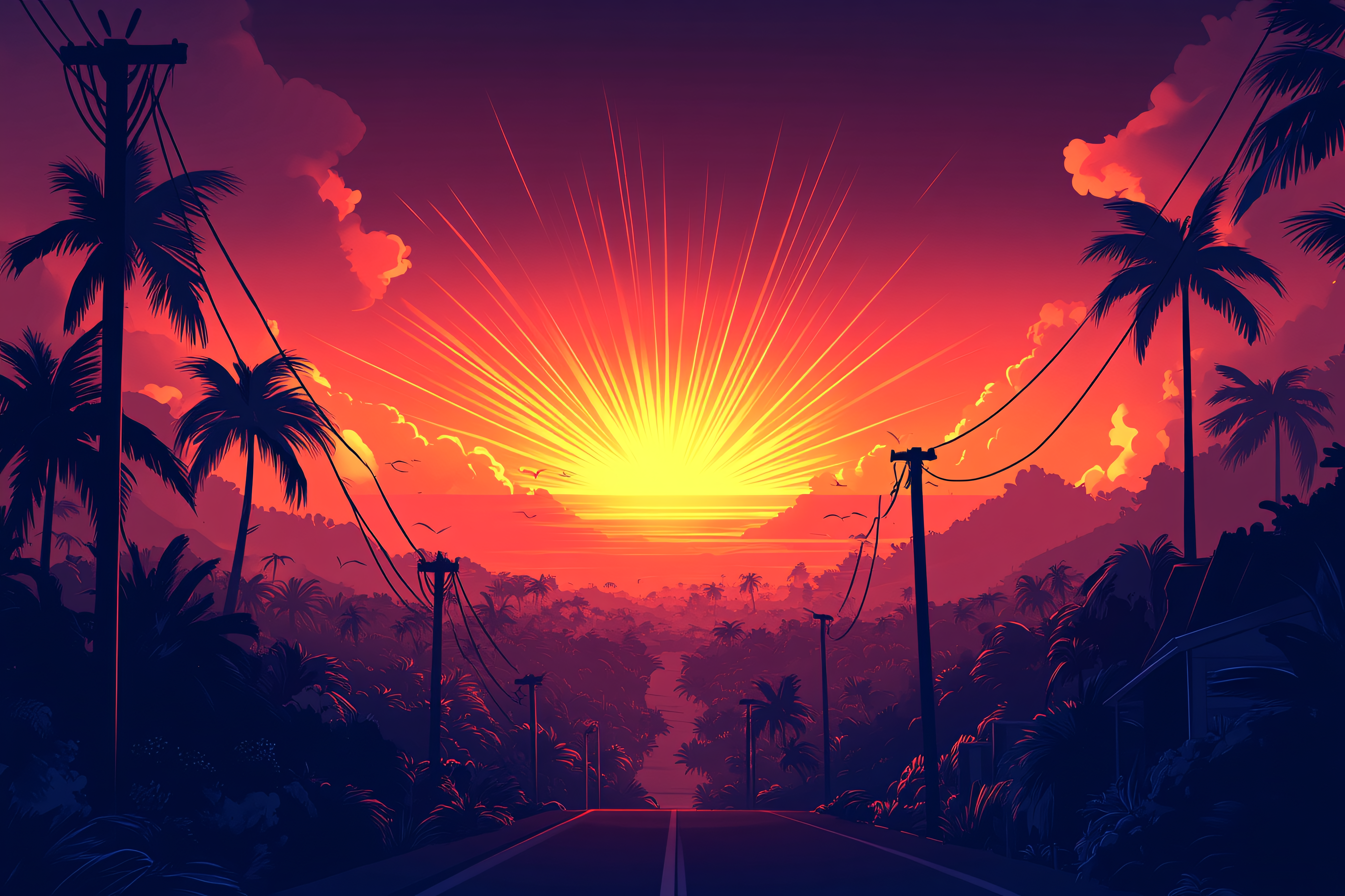 Sunset Drive Palm Trees