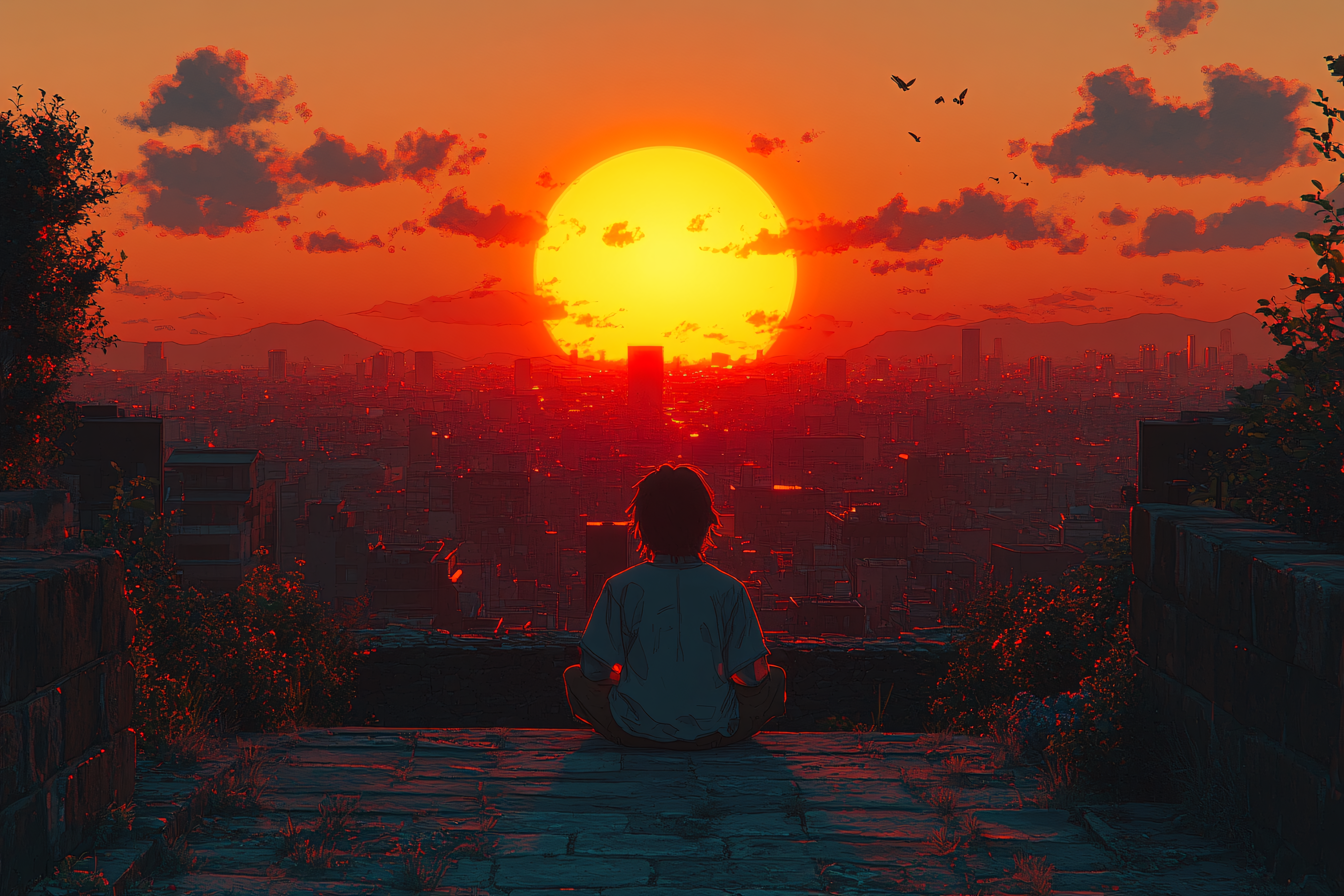 Sunset Meditation Over City