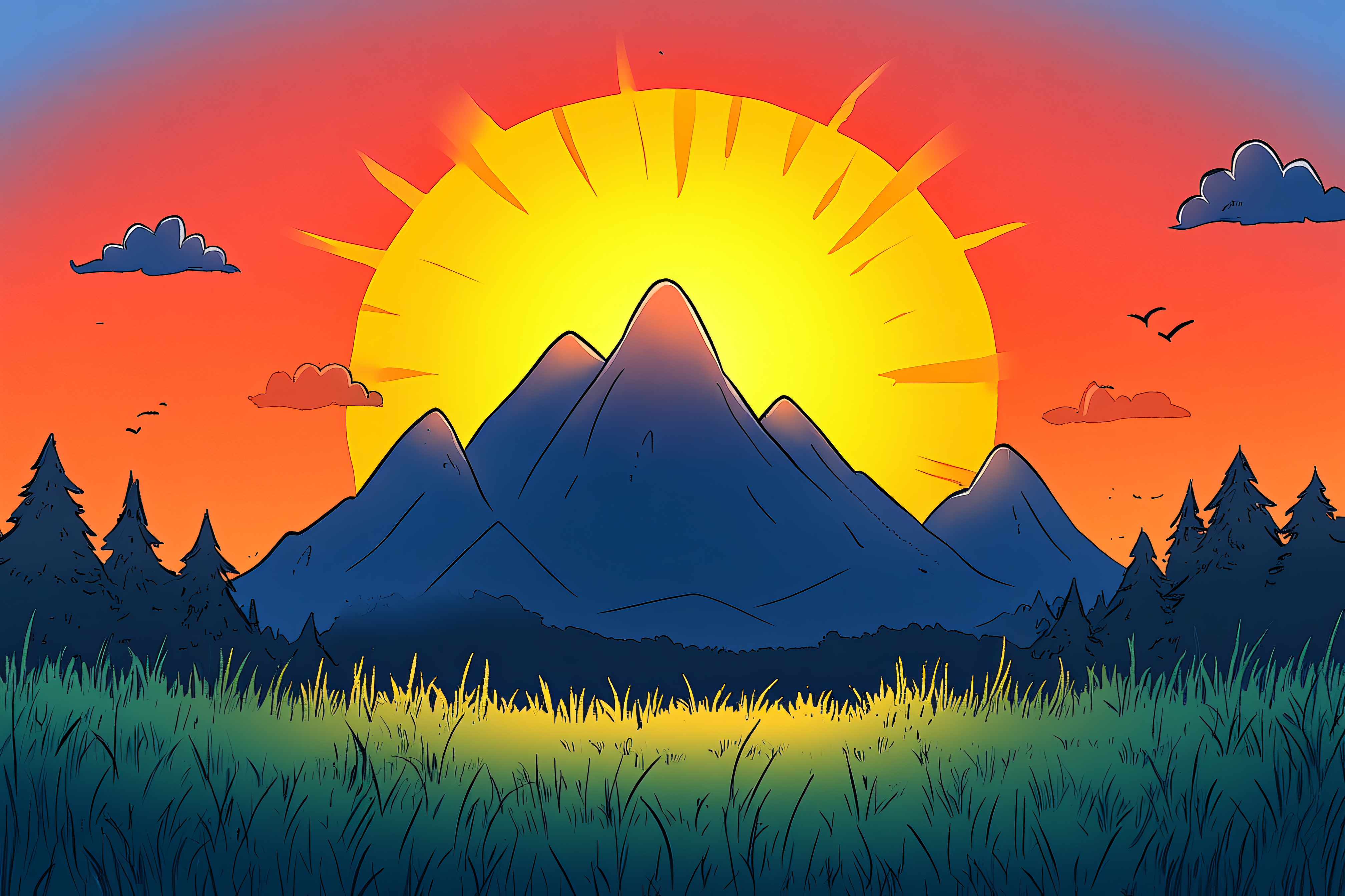 Sunset Mountain Landscape