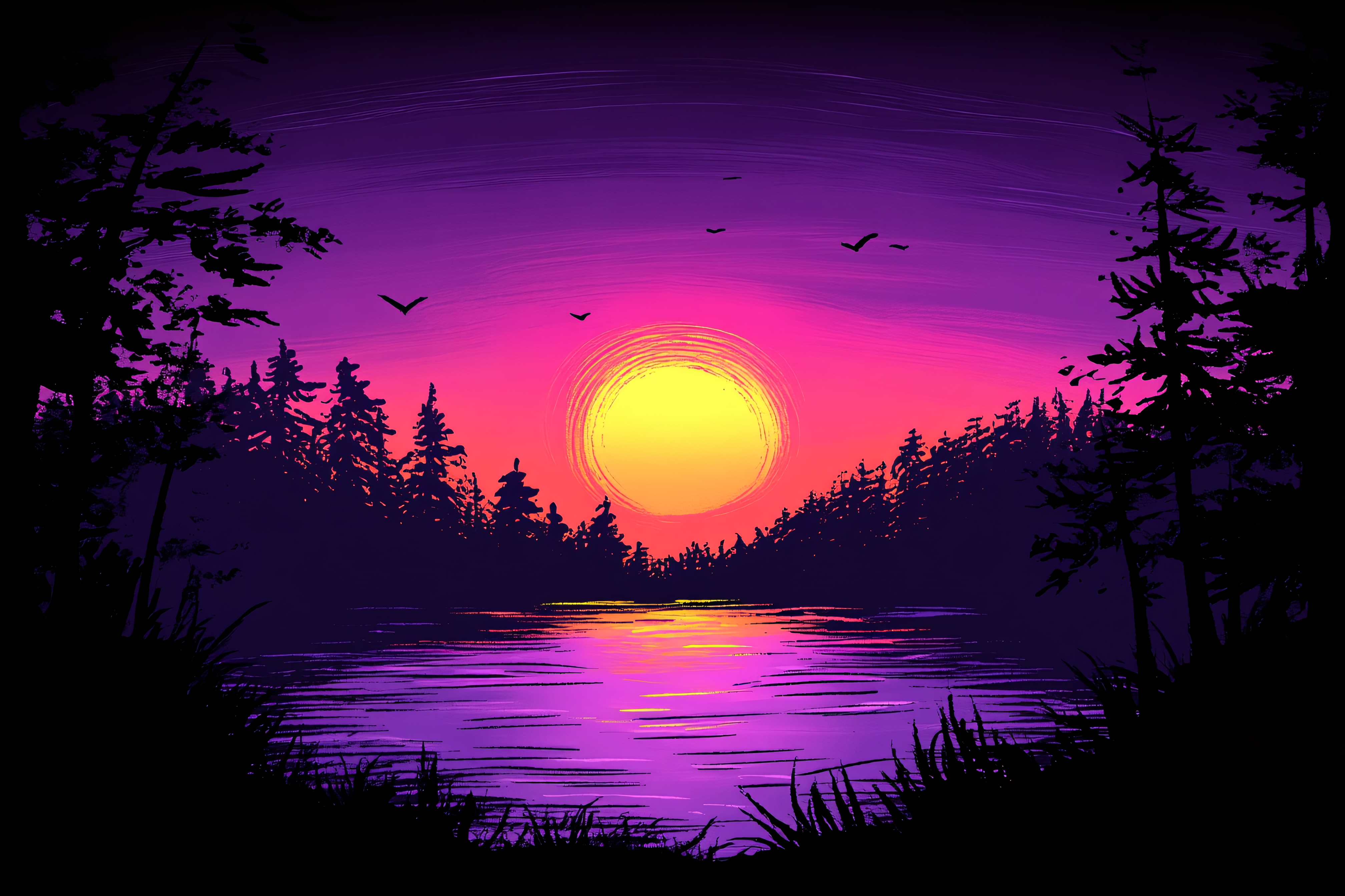 Sunset Over Lake