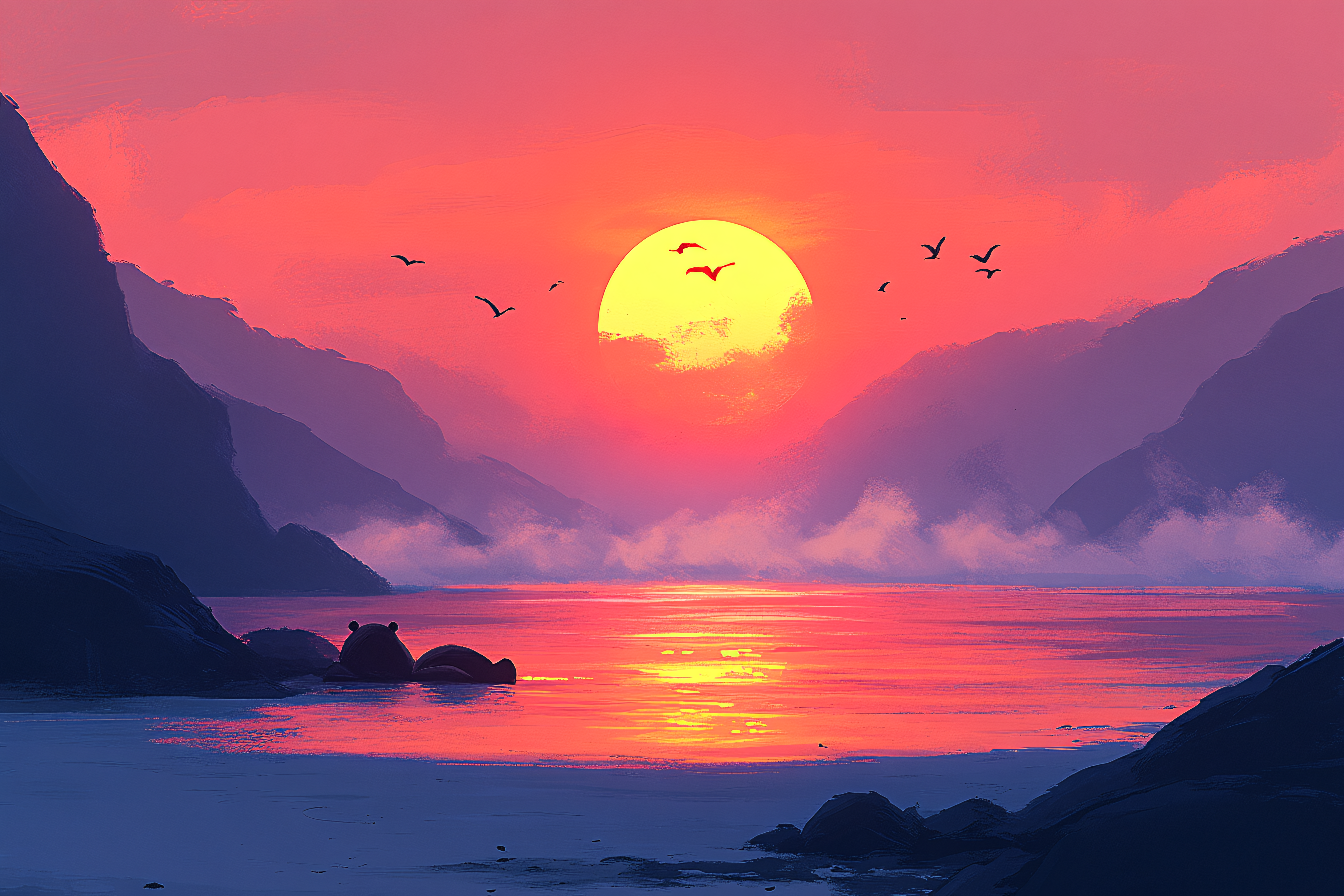 Sunset Over Serene Lake