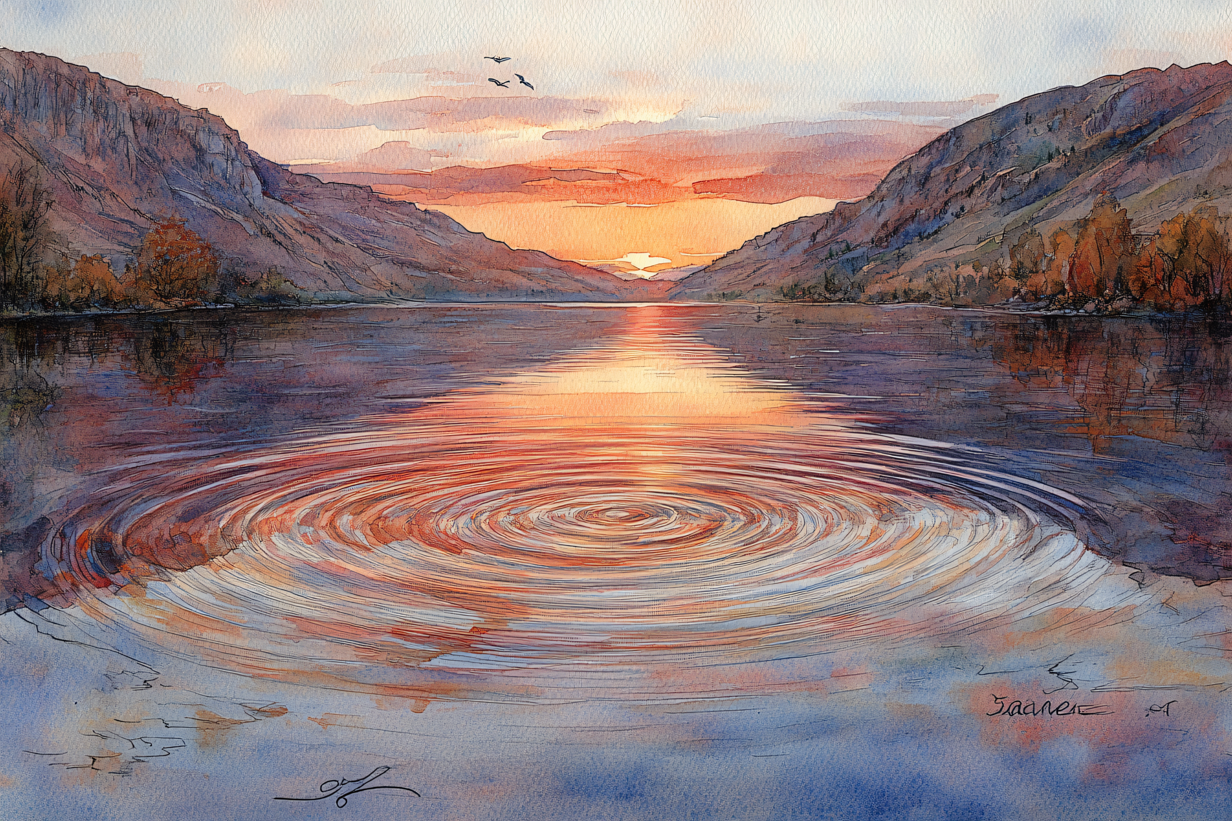 Sunset Reflection in Lake