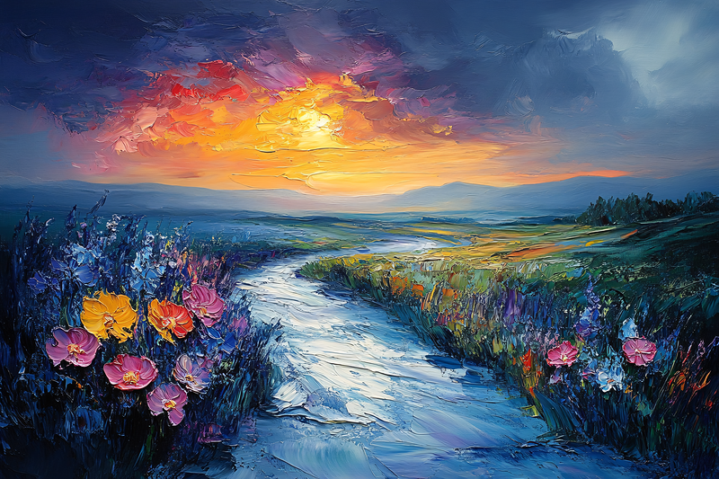Sunset River Landscape