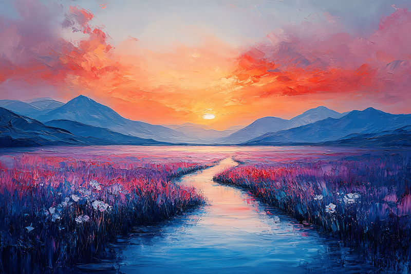 Sunset River Landscape