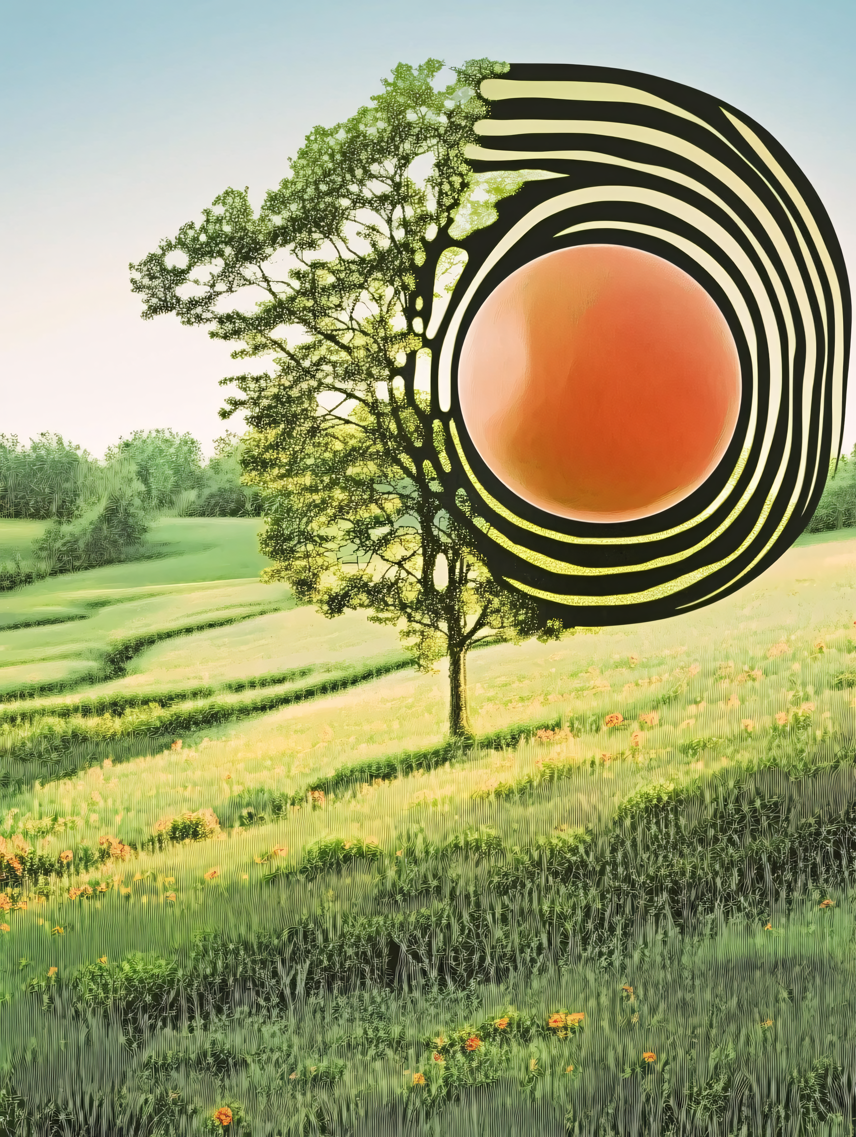 Surreal Landscape With Orb And Tree