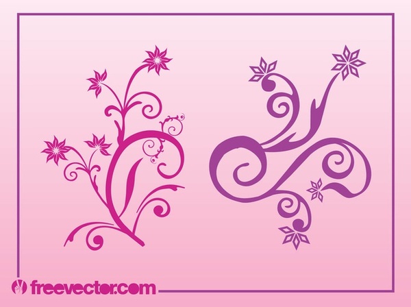 Swirling Flowers s Free Vector