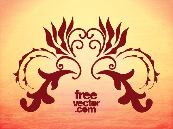 Swirling Vintage Flowers Free Vector