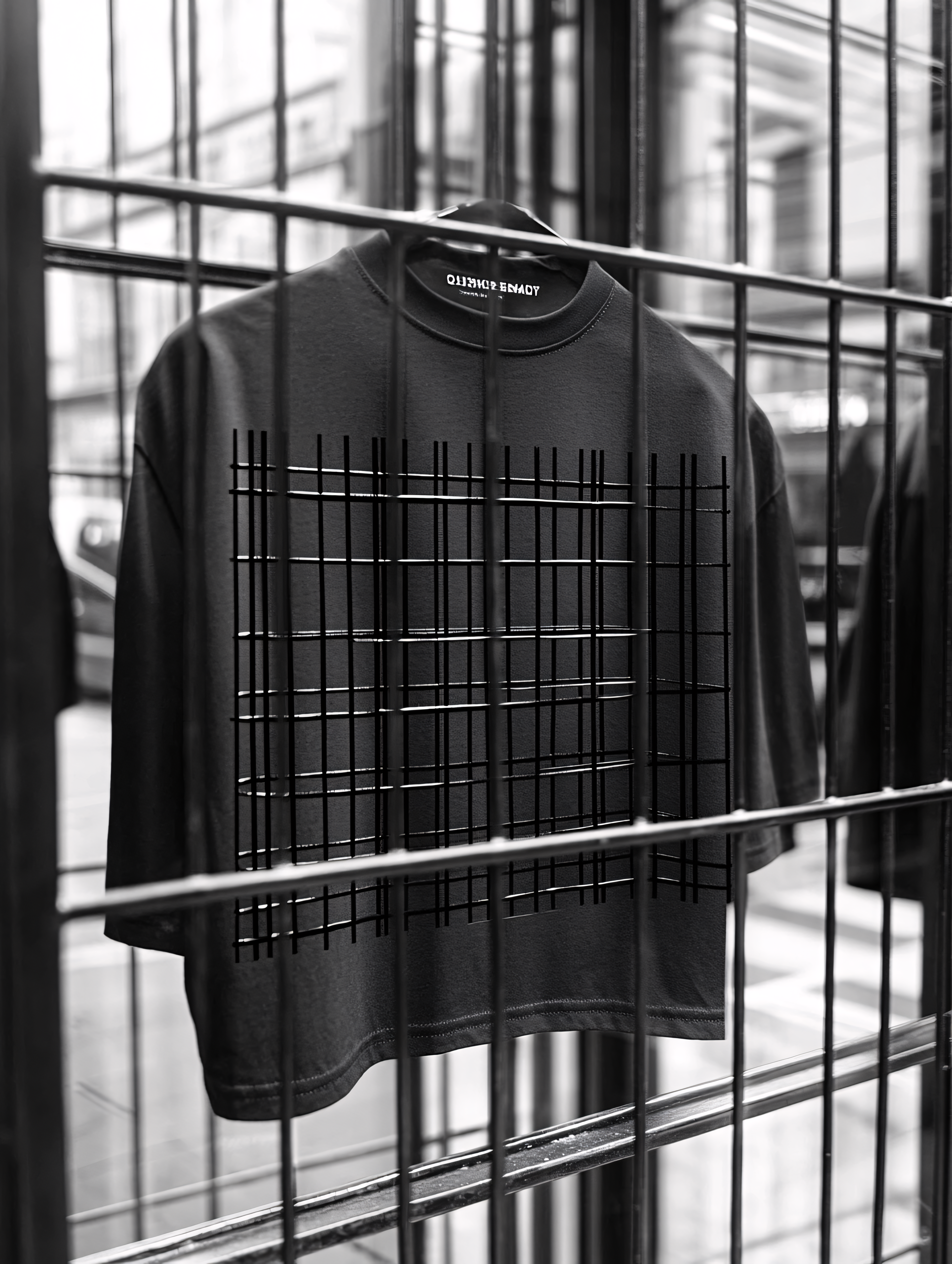 T-Shirt On Rack With Grid Pattern
