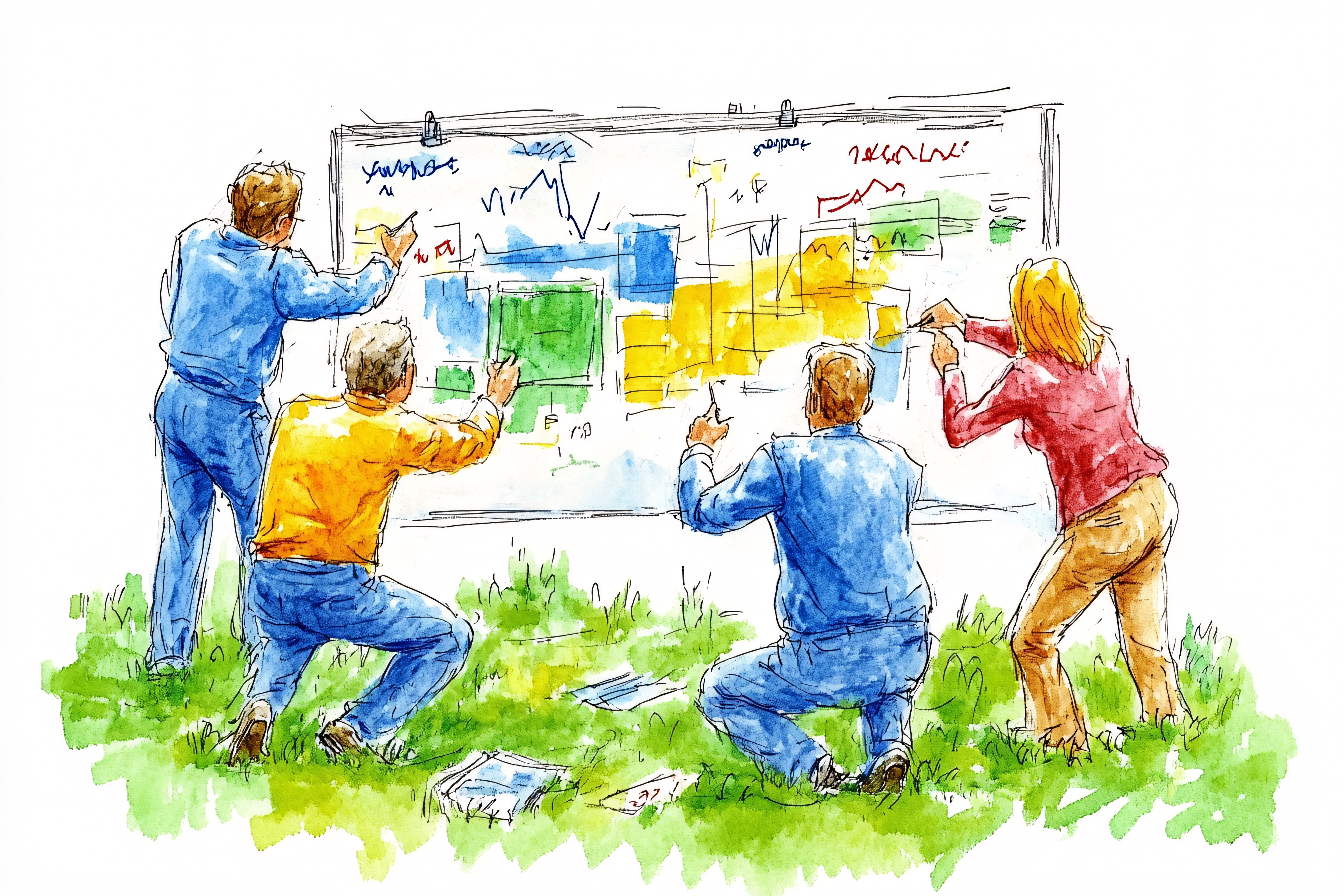 Team Brainstorming on Whiteboard
