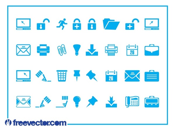 Tech and Business Icons Free Vector