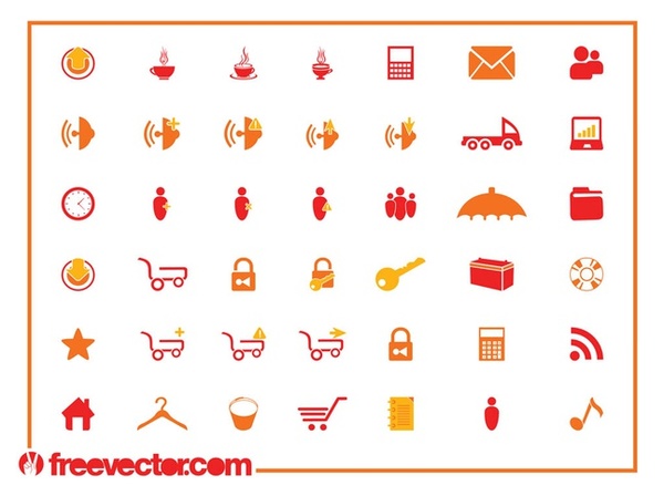 Tech Icon Set Free Vector