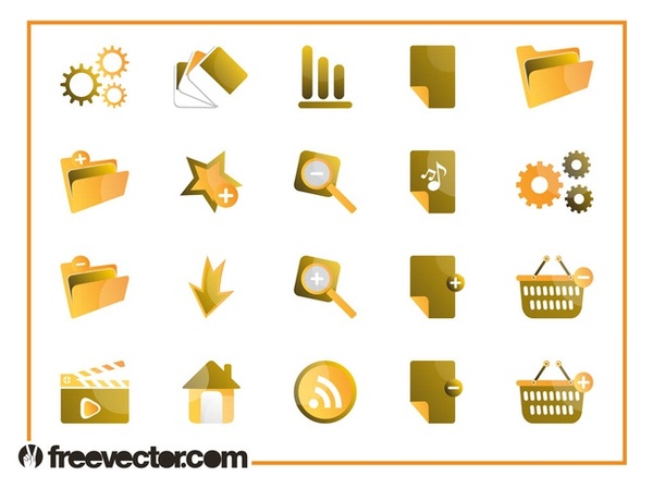 Tech Icons Set Free Vector