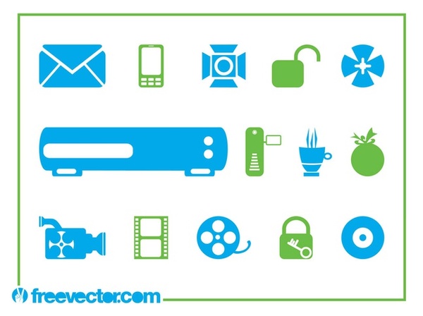 Tech Symbols and Icons Free Vector