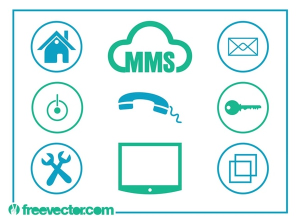 Technology and Communication Icons Free Vector