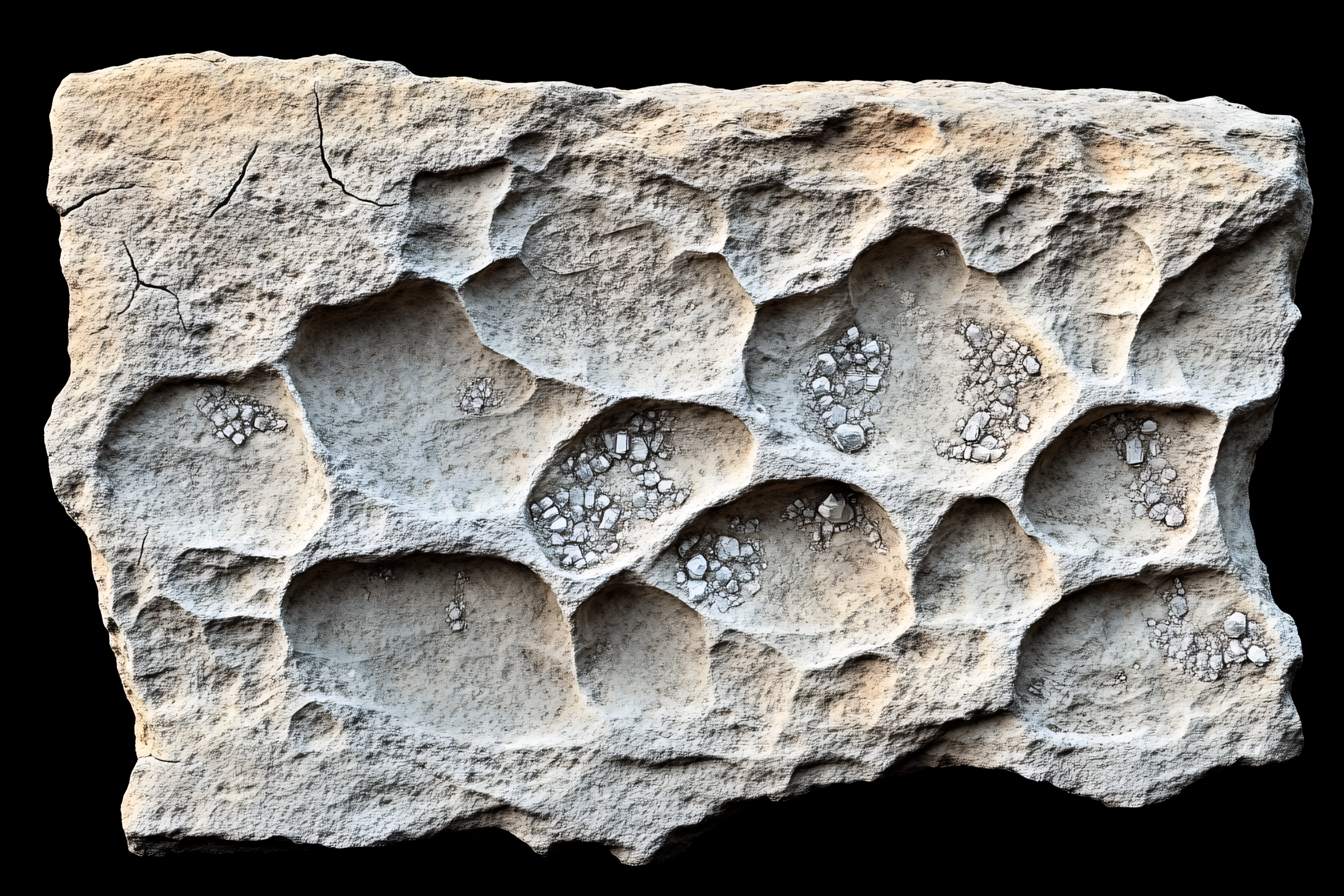 Textured Beige Stone Surface with Pitted Holes