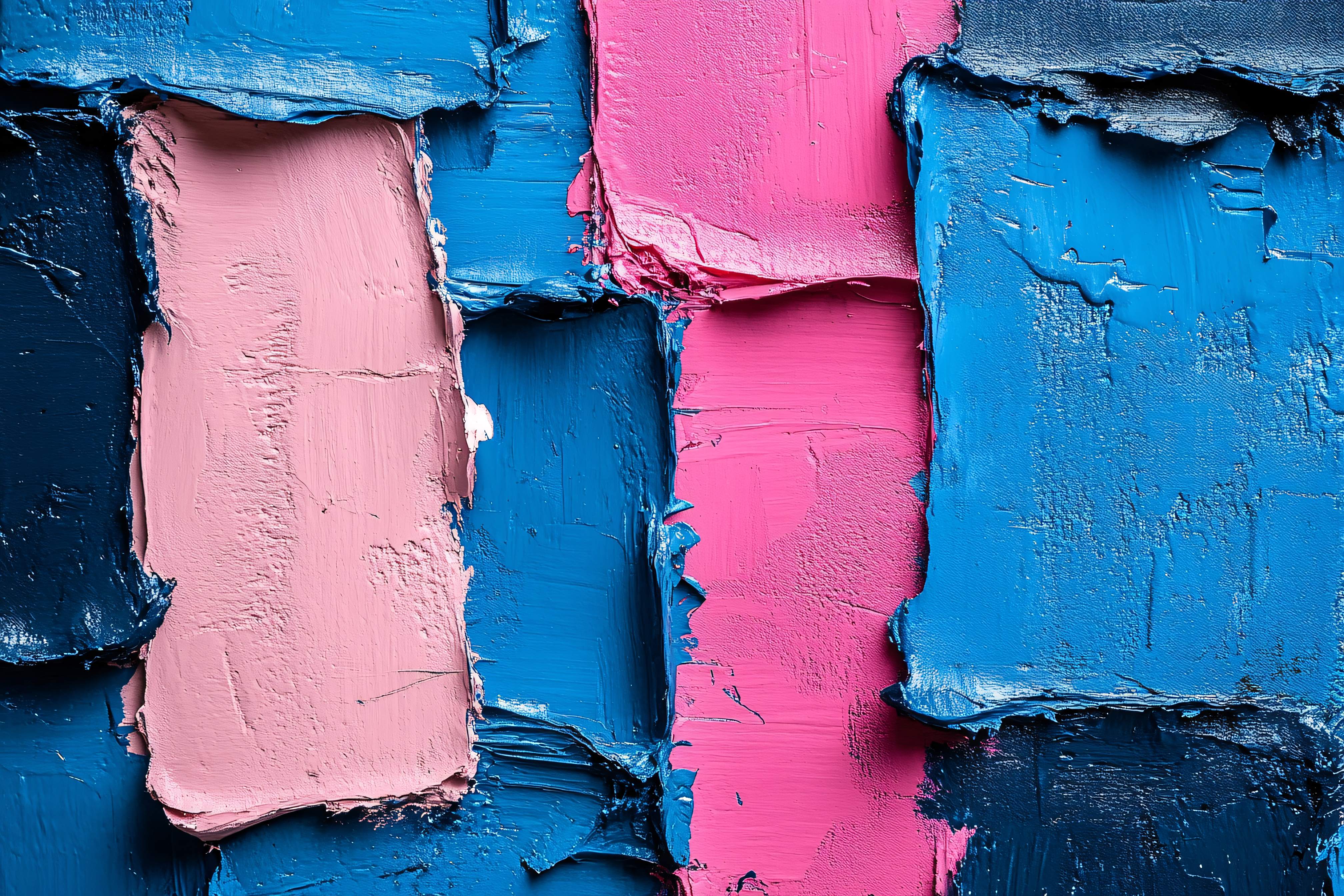Textured Brushstrokes of Blue and Pink