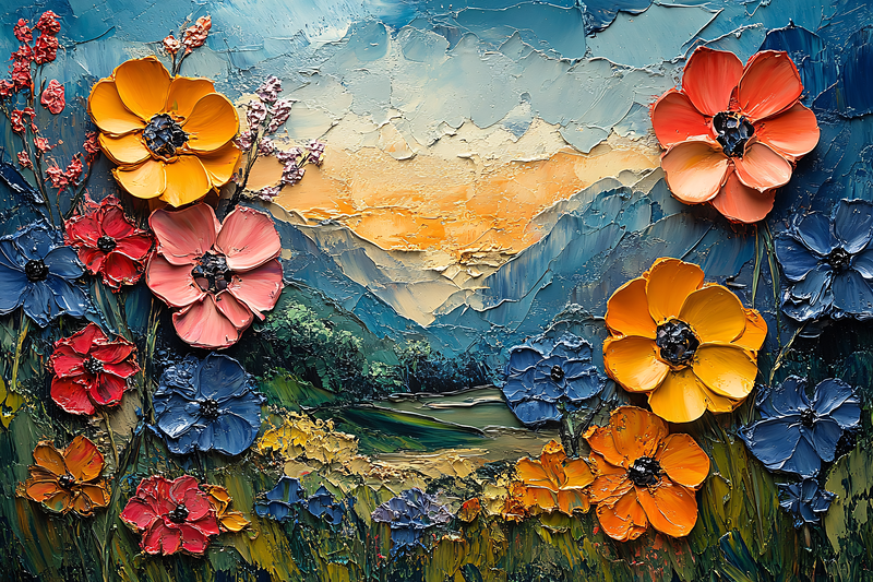 Textured Floral Landscape