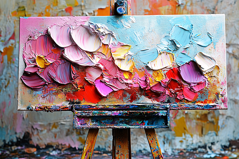 Textured Floral Painting on Easel