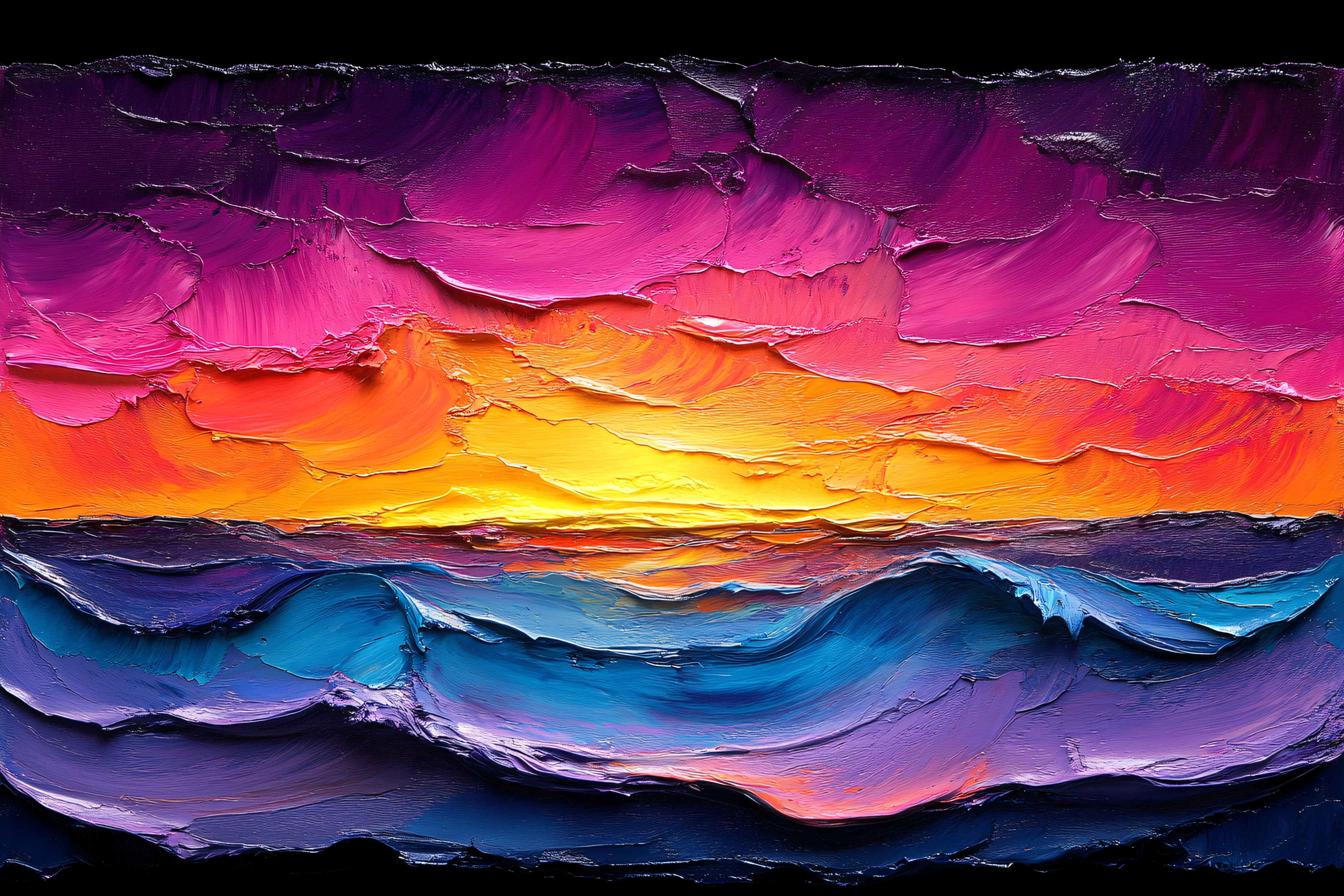 Textured Sunset Over Ocean