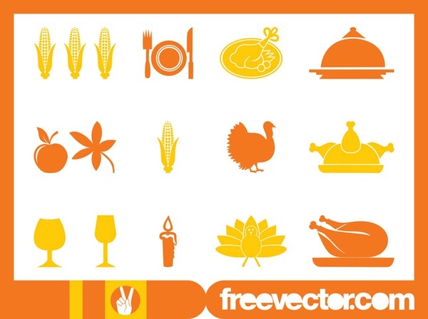 Thanksgiving Icons Set Free Vector