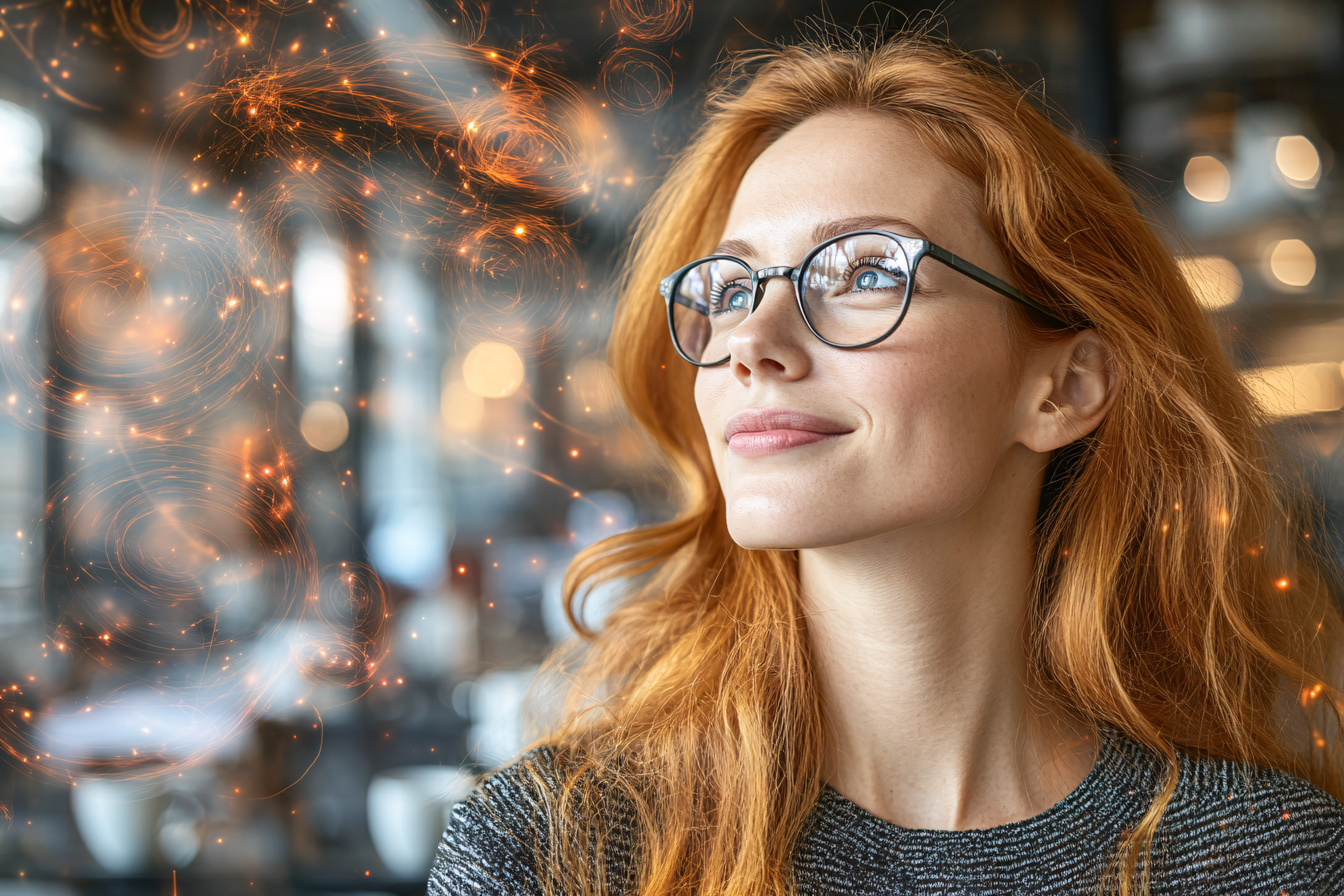 Thoughtful Redhead With Glasses