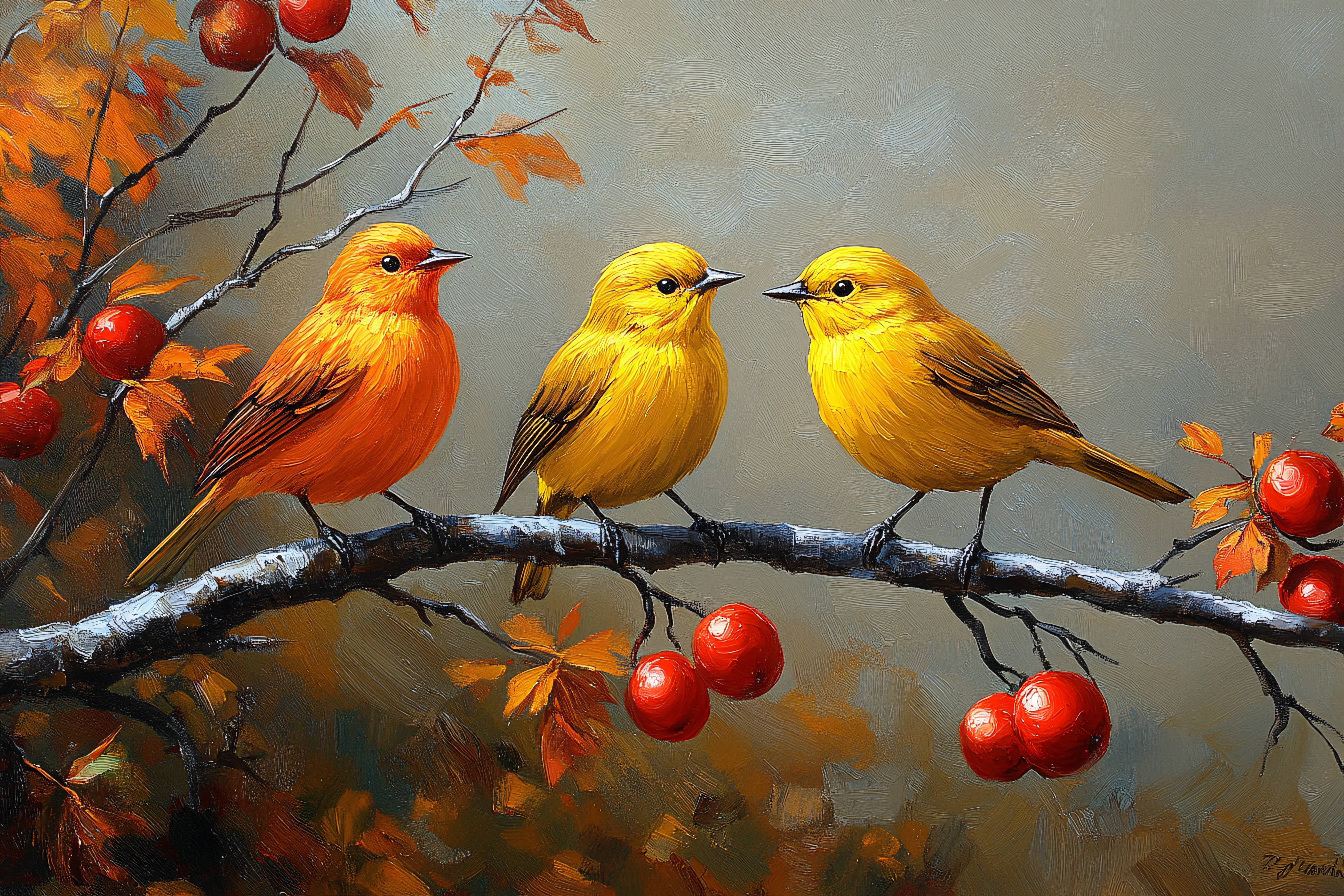 Three Birds On A Branch