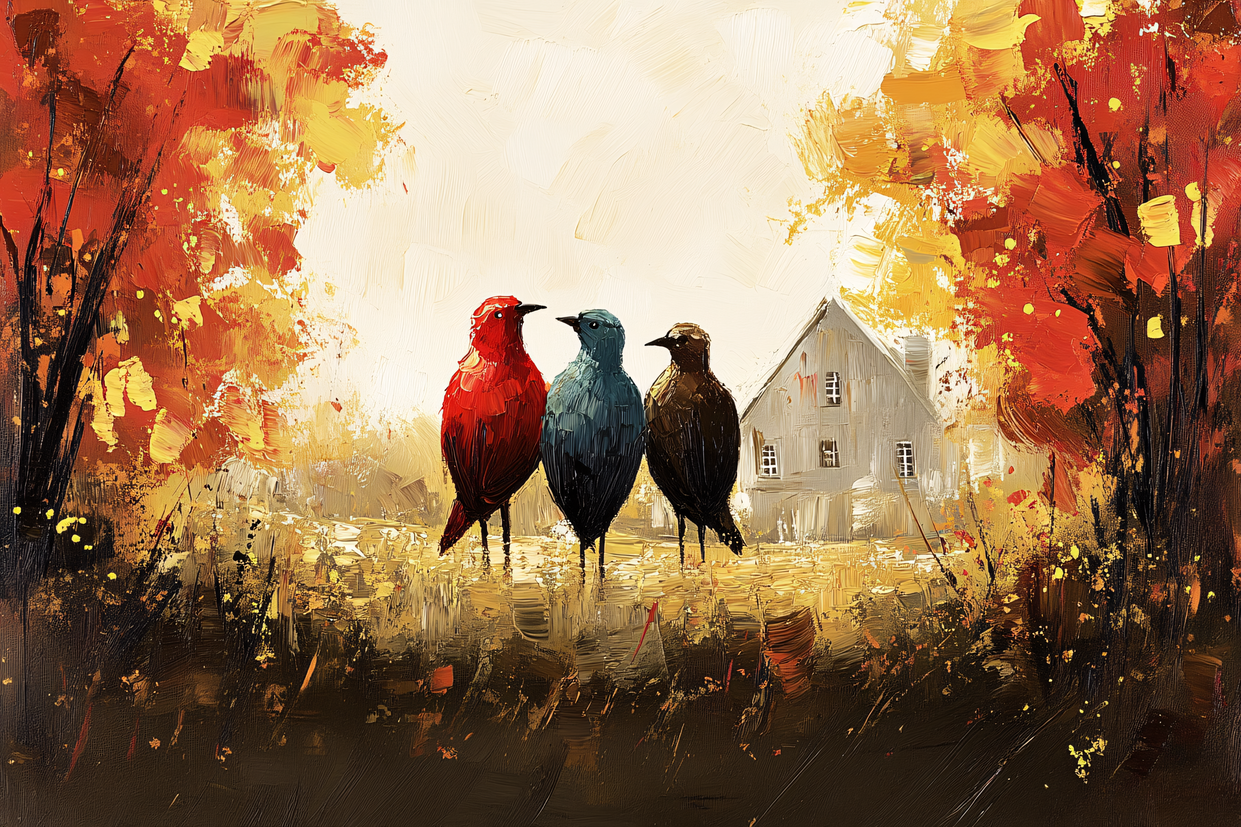 Three Birds on a Field