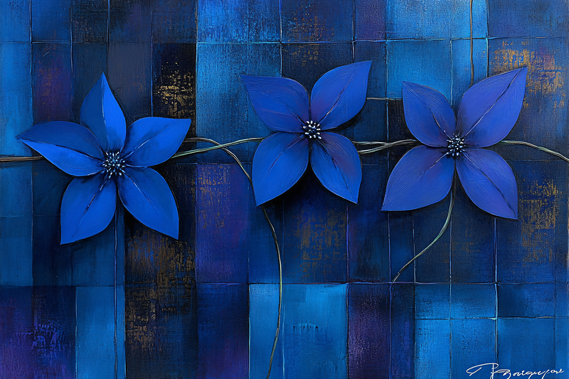 Three Blue Flowers