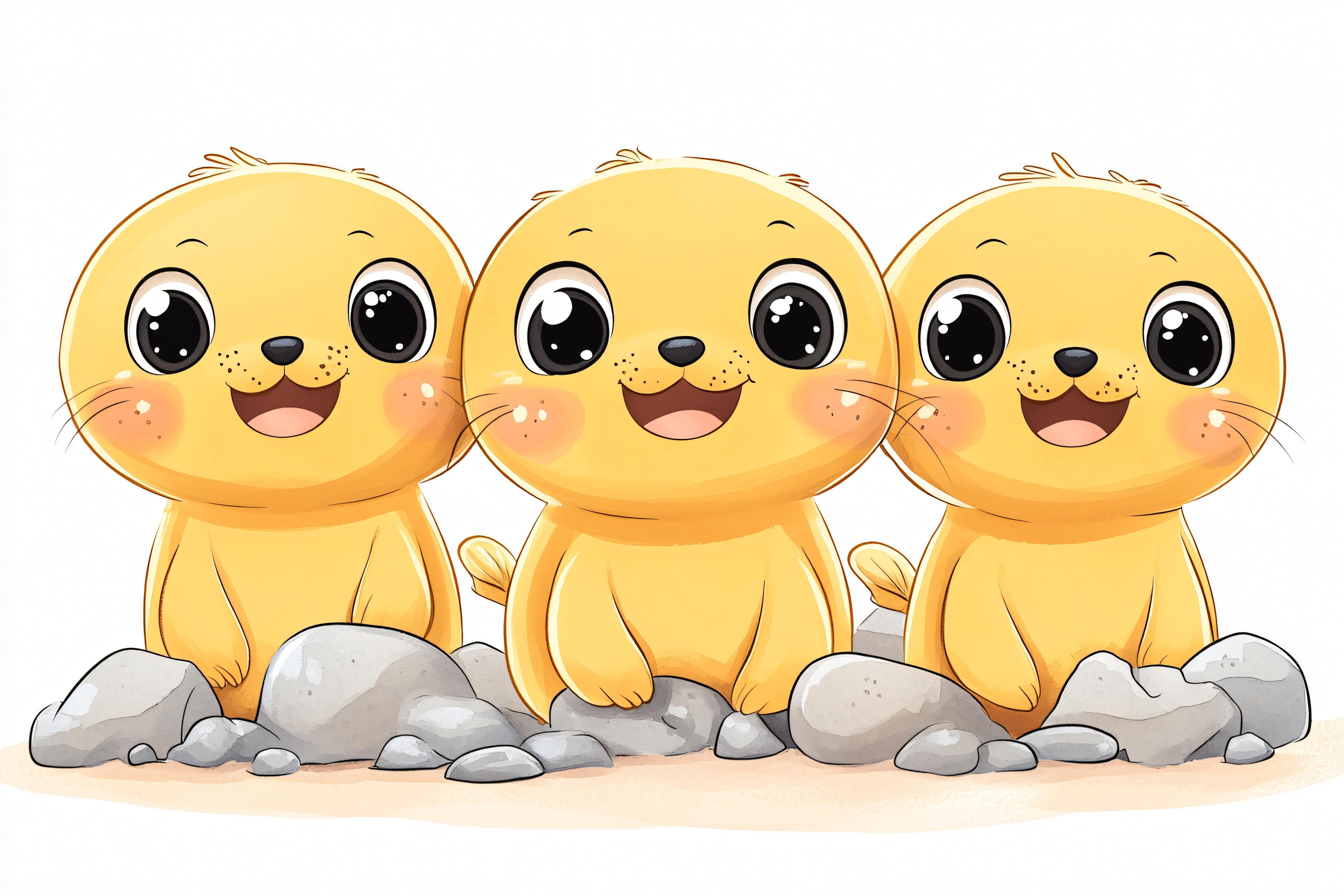 Three Cheerful Seal Pups