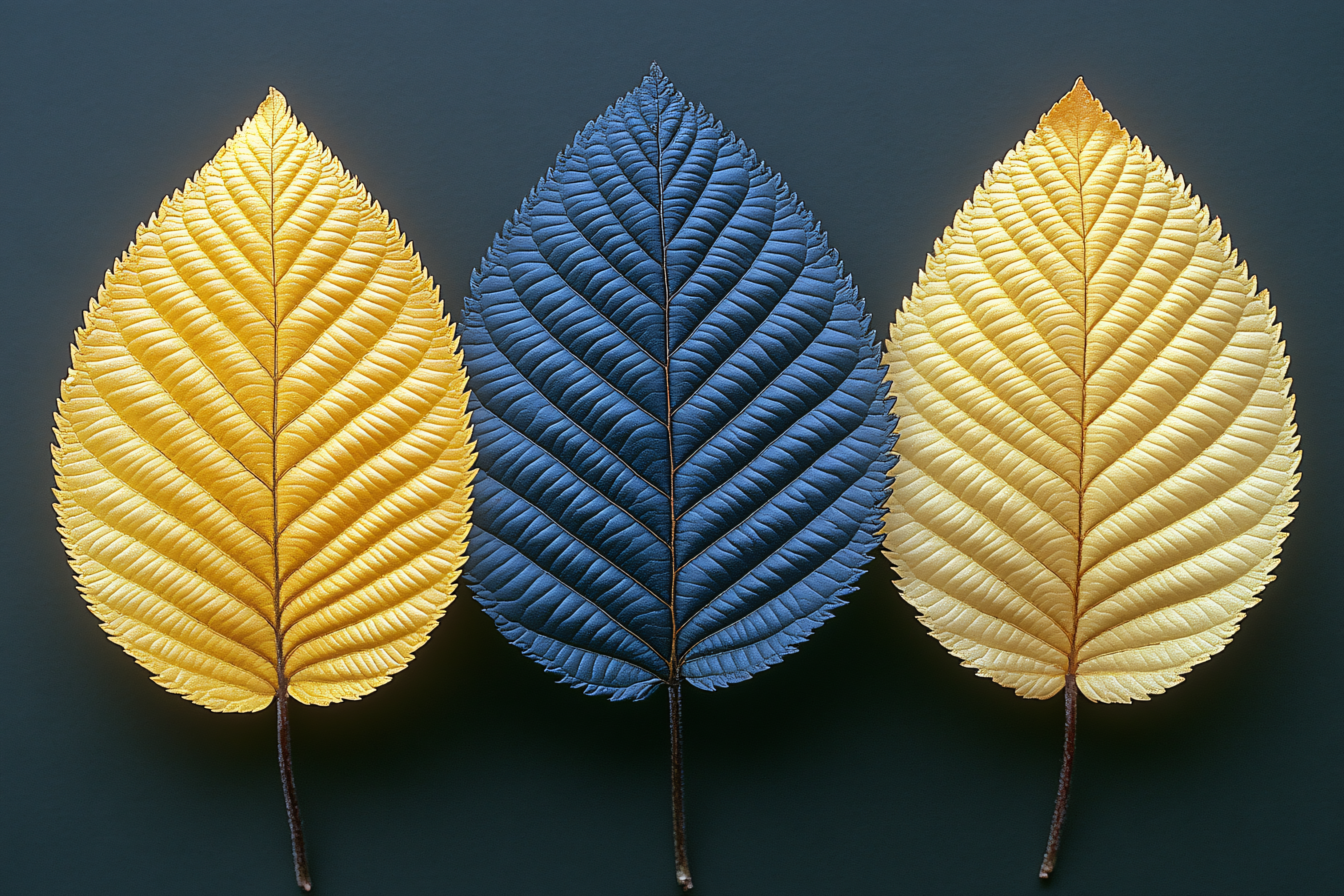 Three Colorful Leaves
