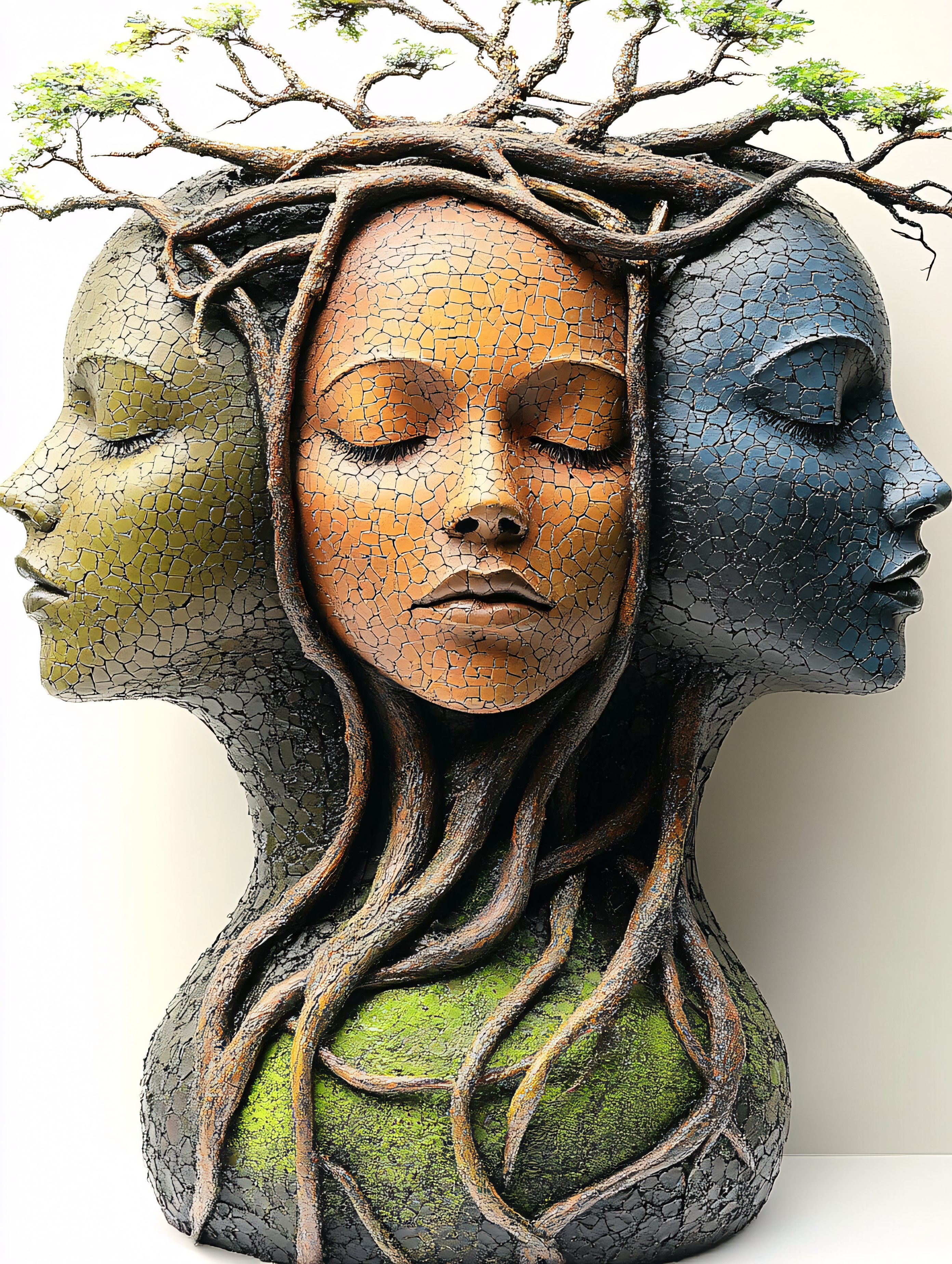 Three Faces of Gaia Sculpture
