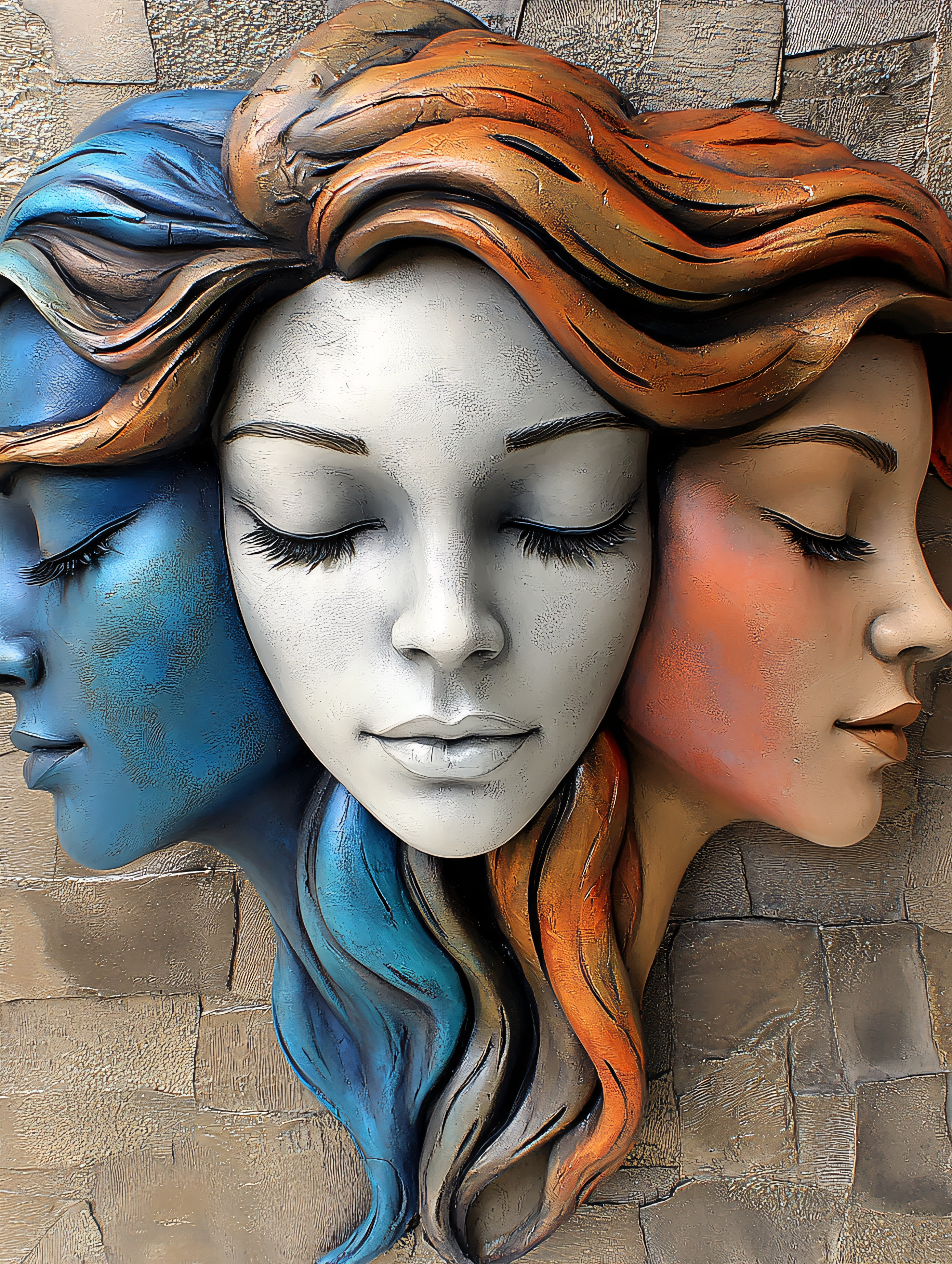 Three Faces Wall Sculpture