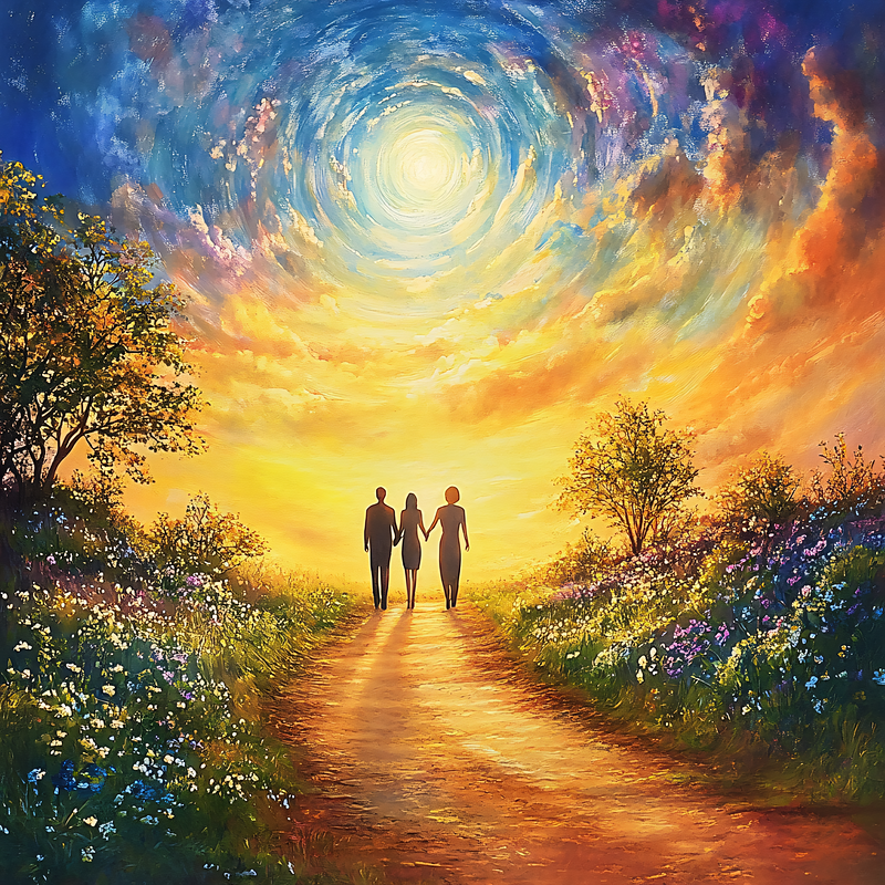 Three Figures on a Path to Light