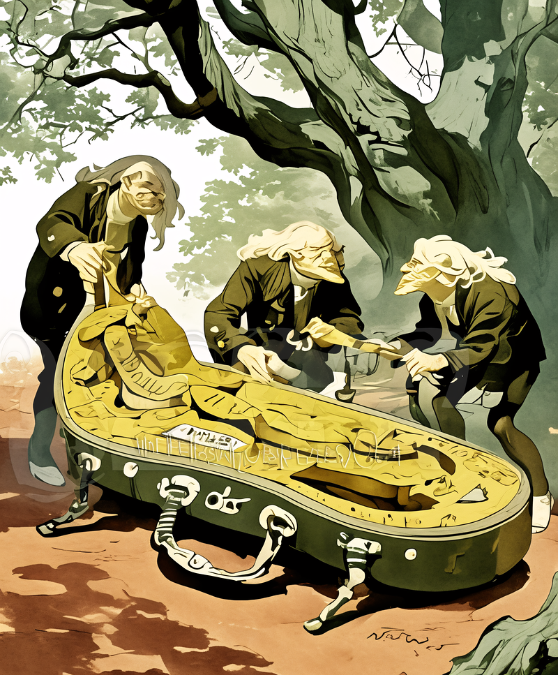 Three Figures With A Casket