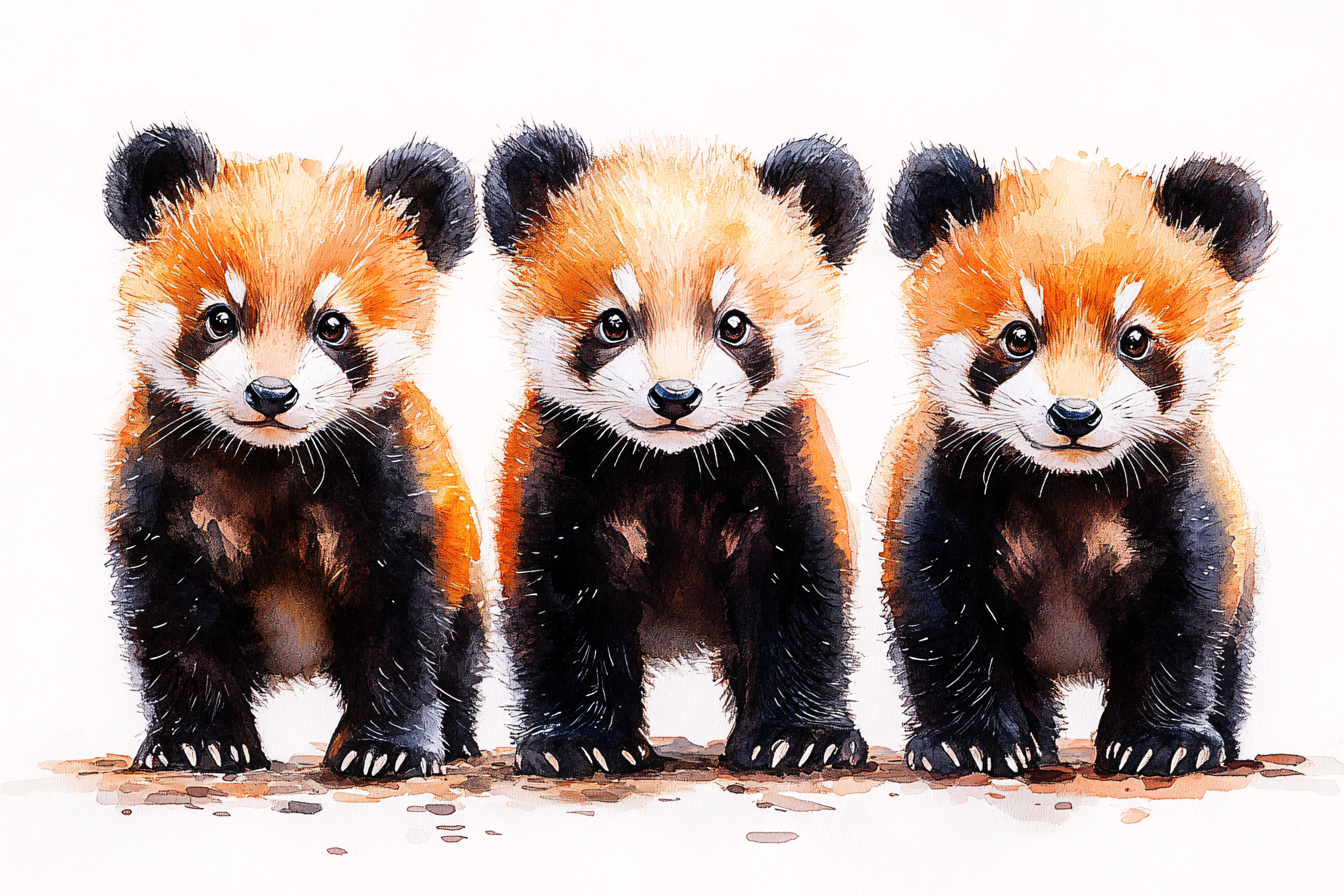 Three Red Pandas