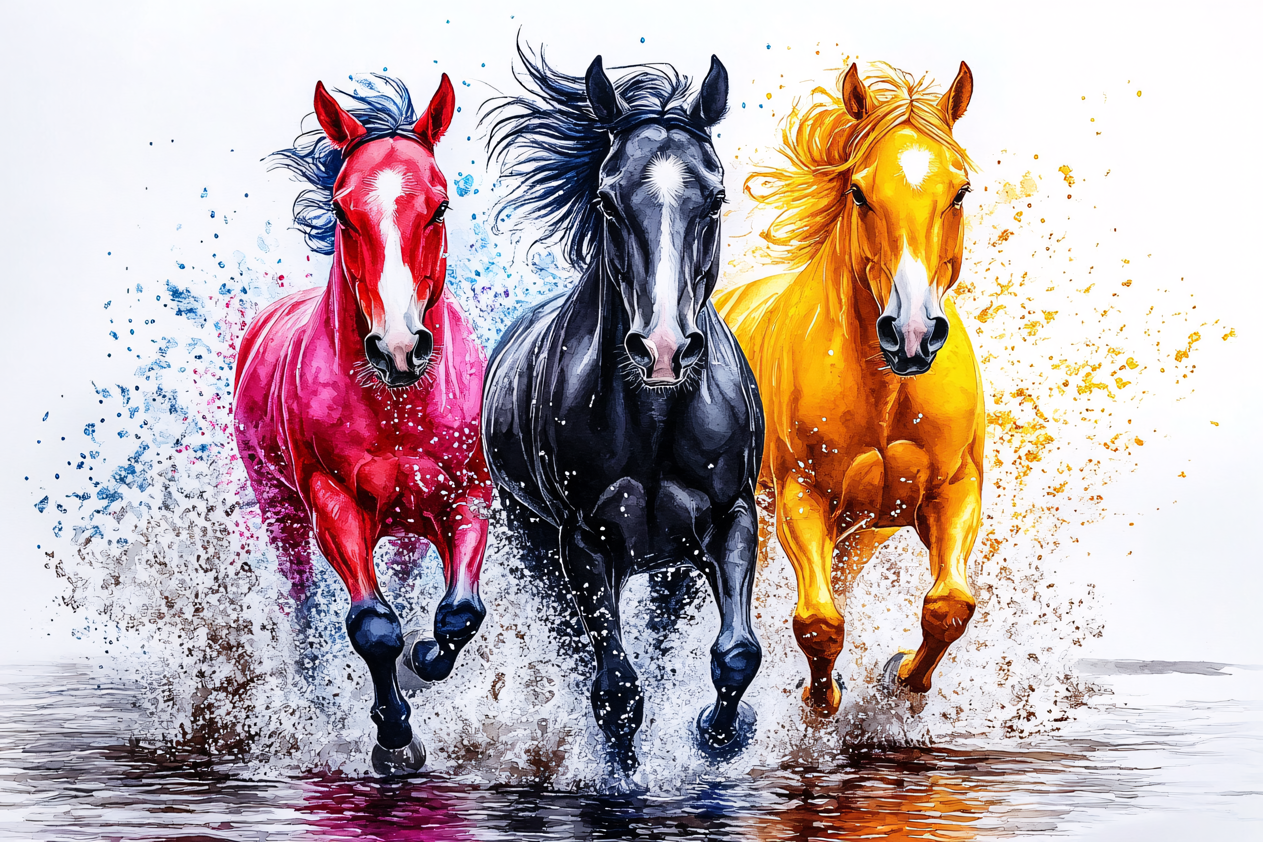 Three Running Horses