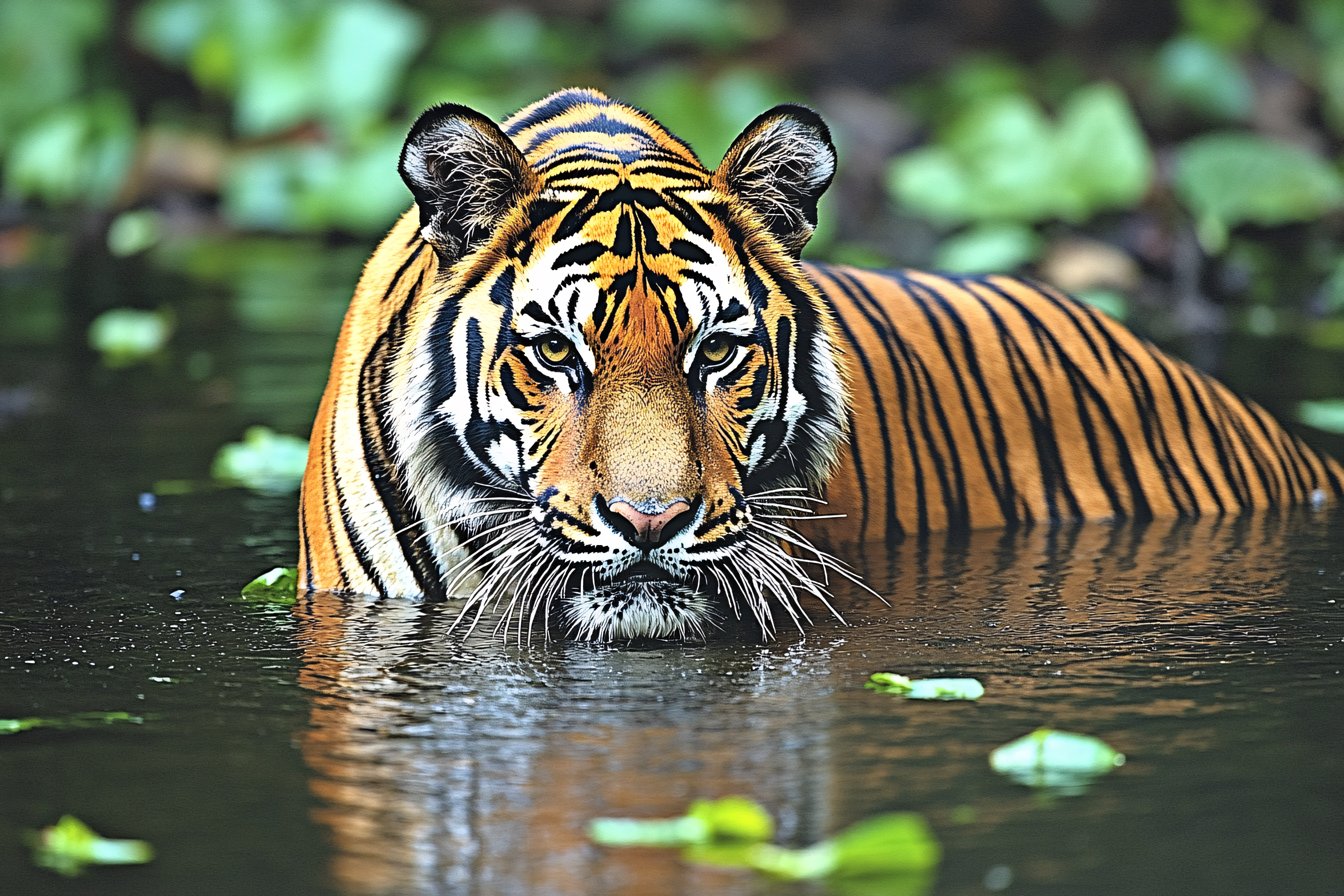 Tiger Bathing In Water