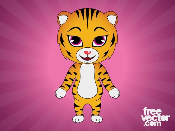 Tiger Cartoon Character Free Vector
