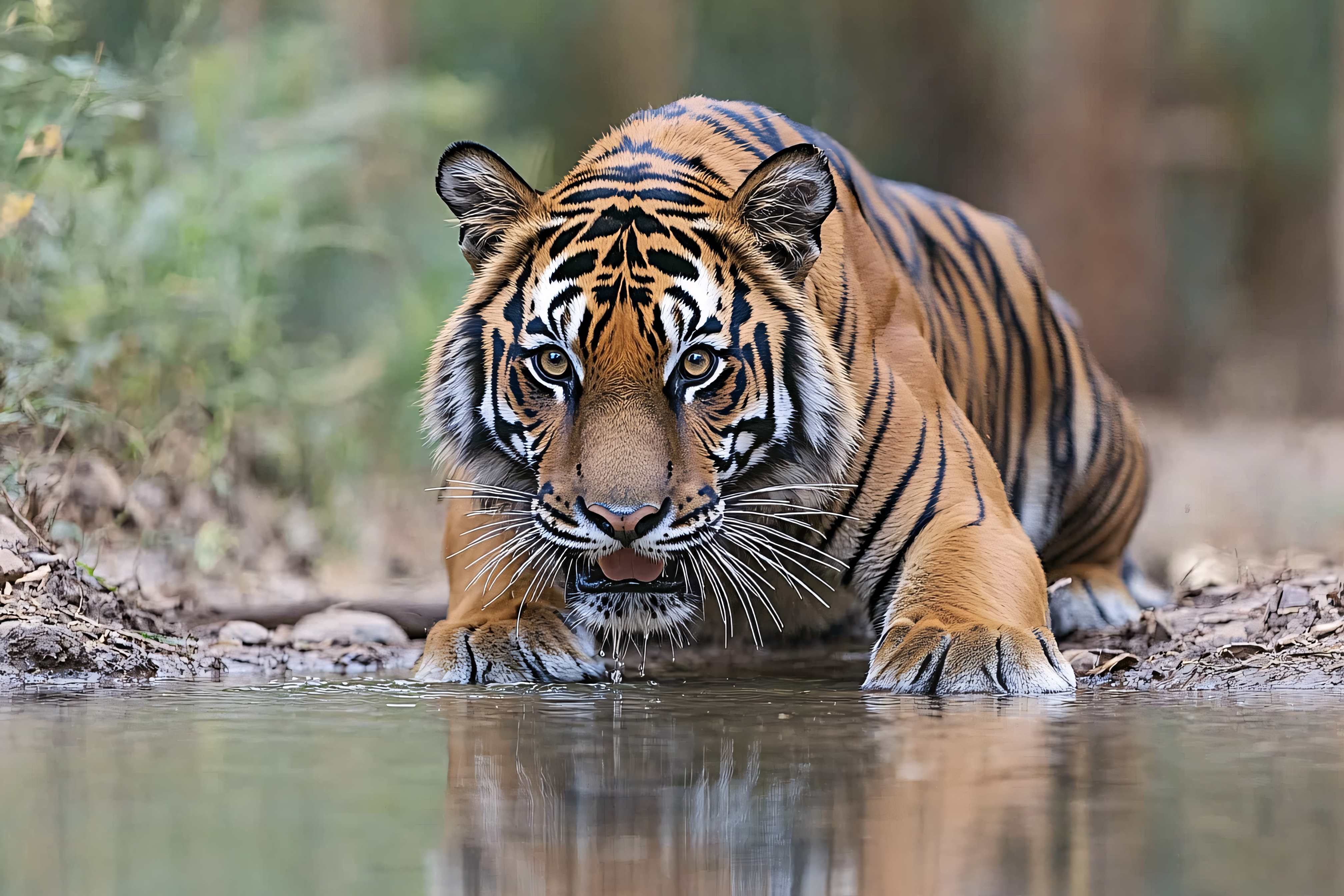 Tiger Drinking Water
