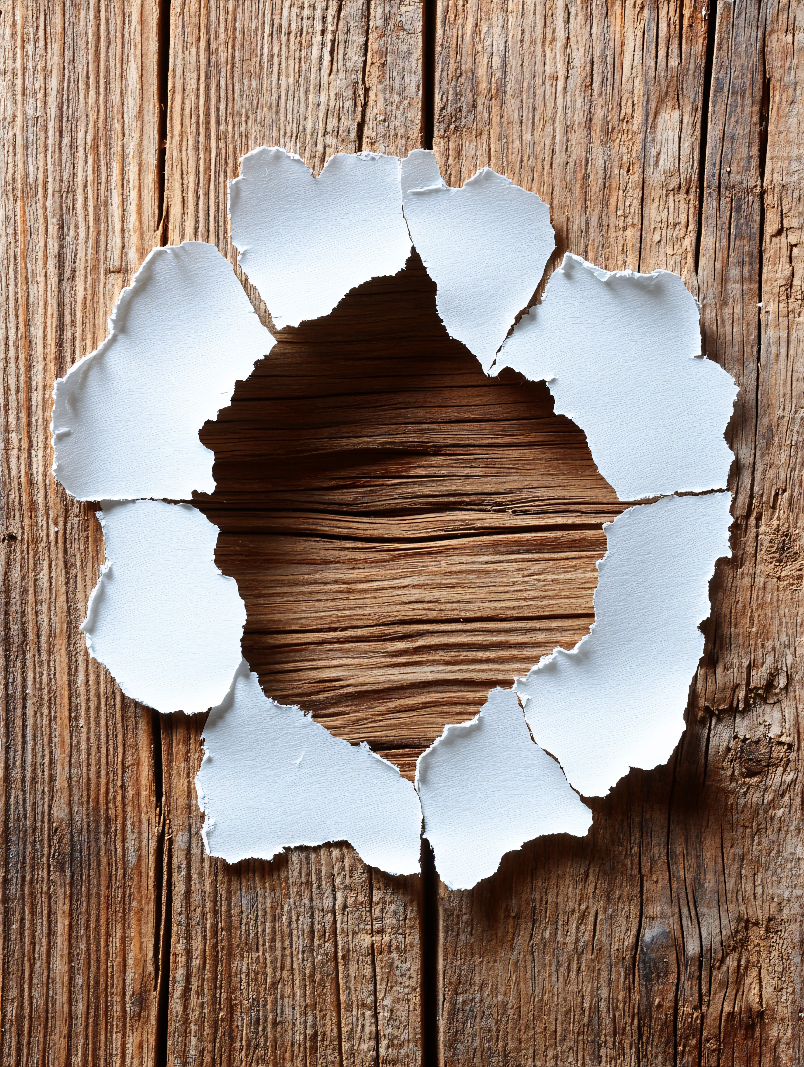 Torn Paper Circle On Wood