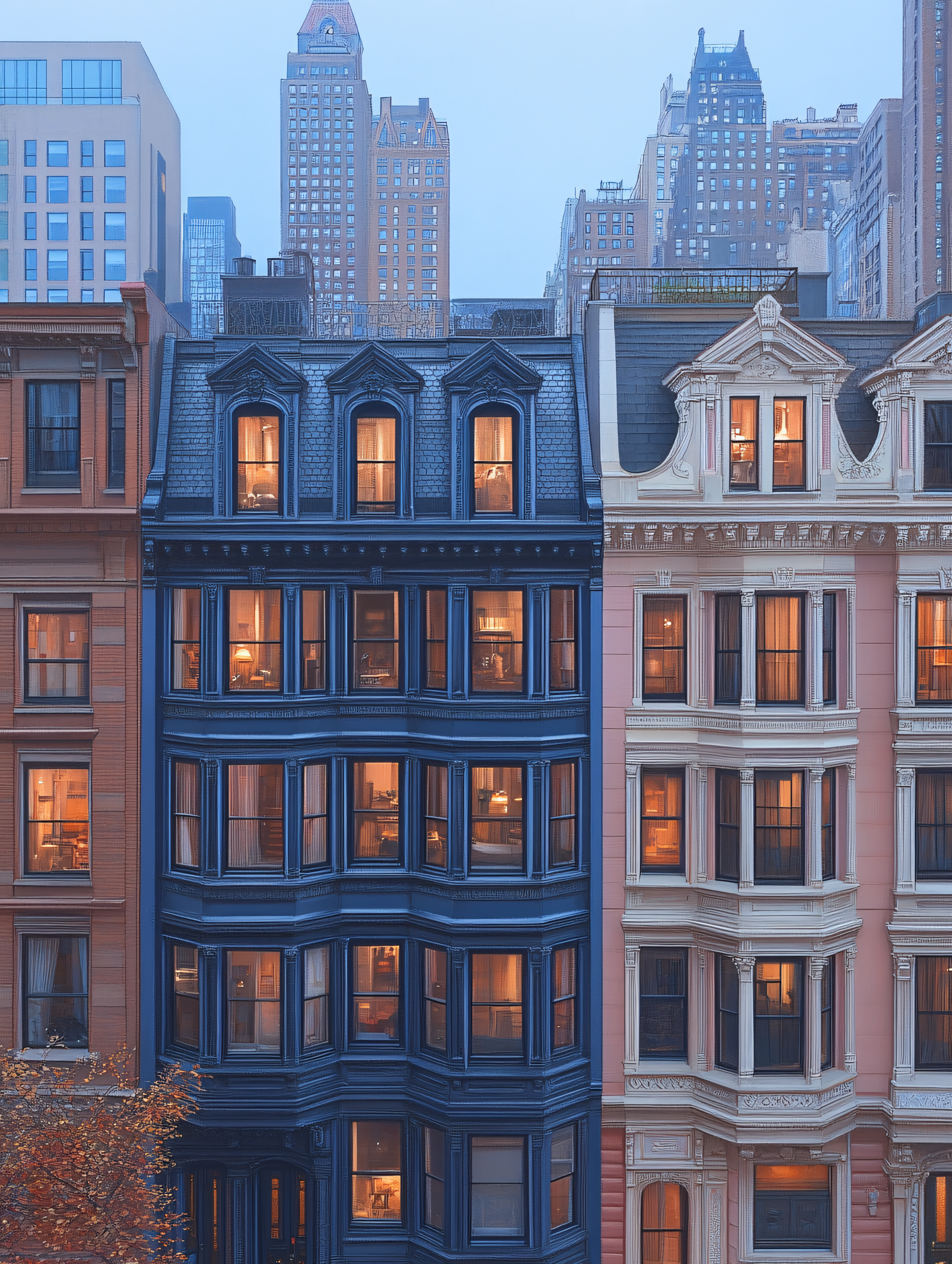 Townhouses At Dusk