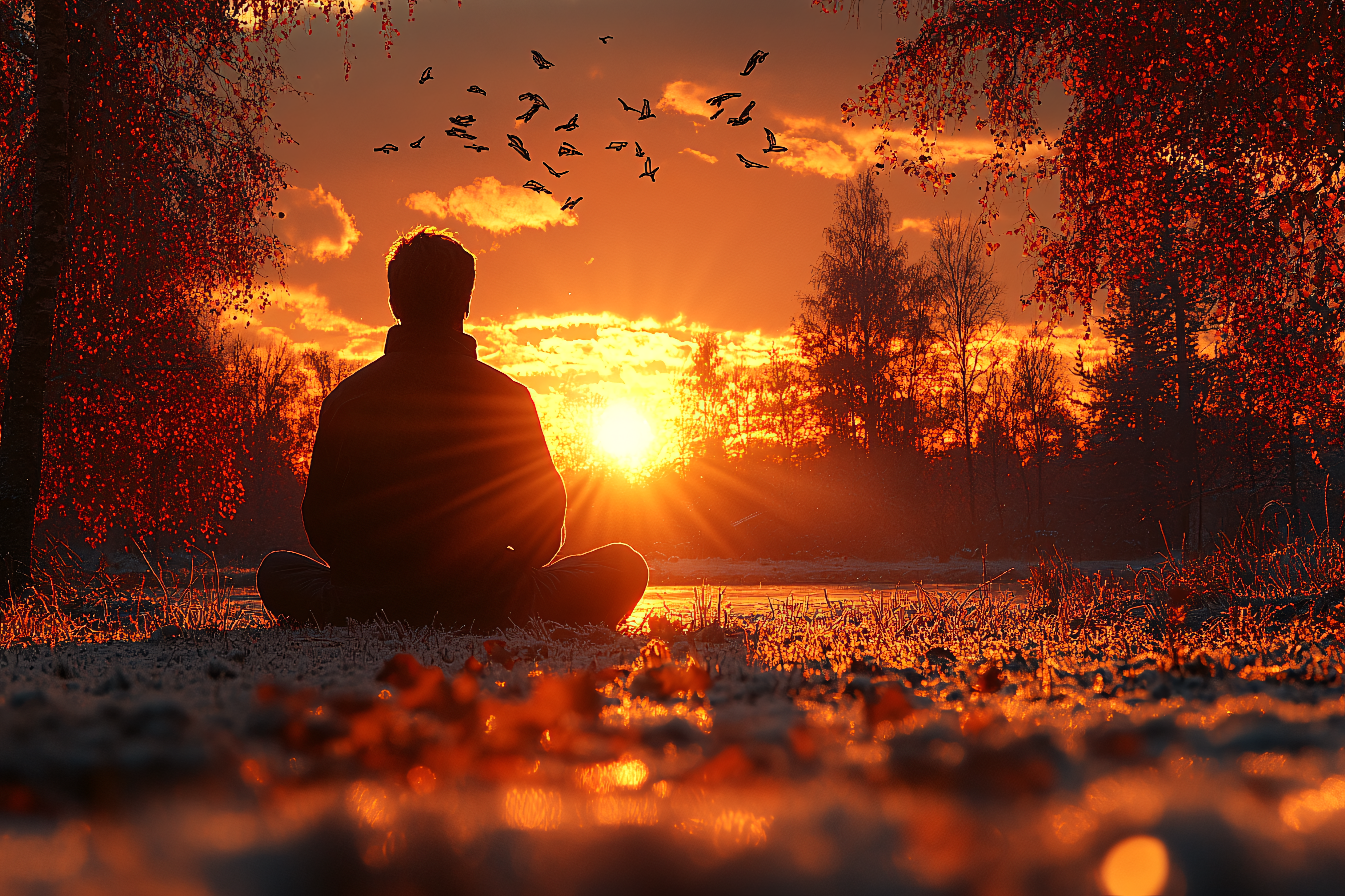 Tranquil Meditation at Sunset