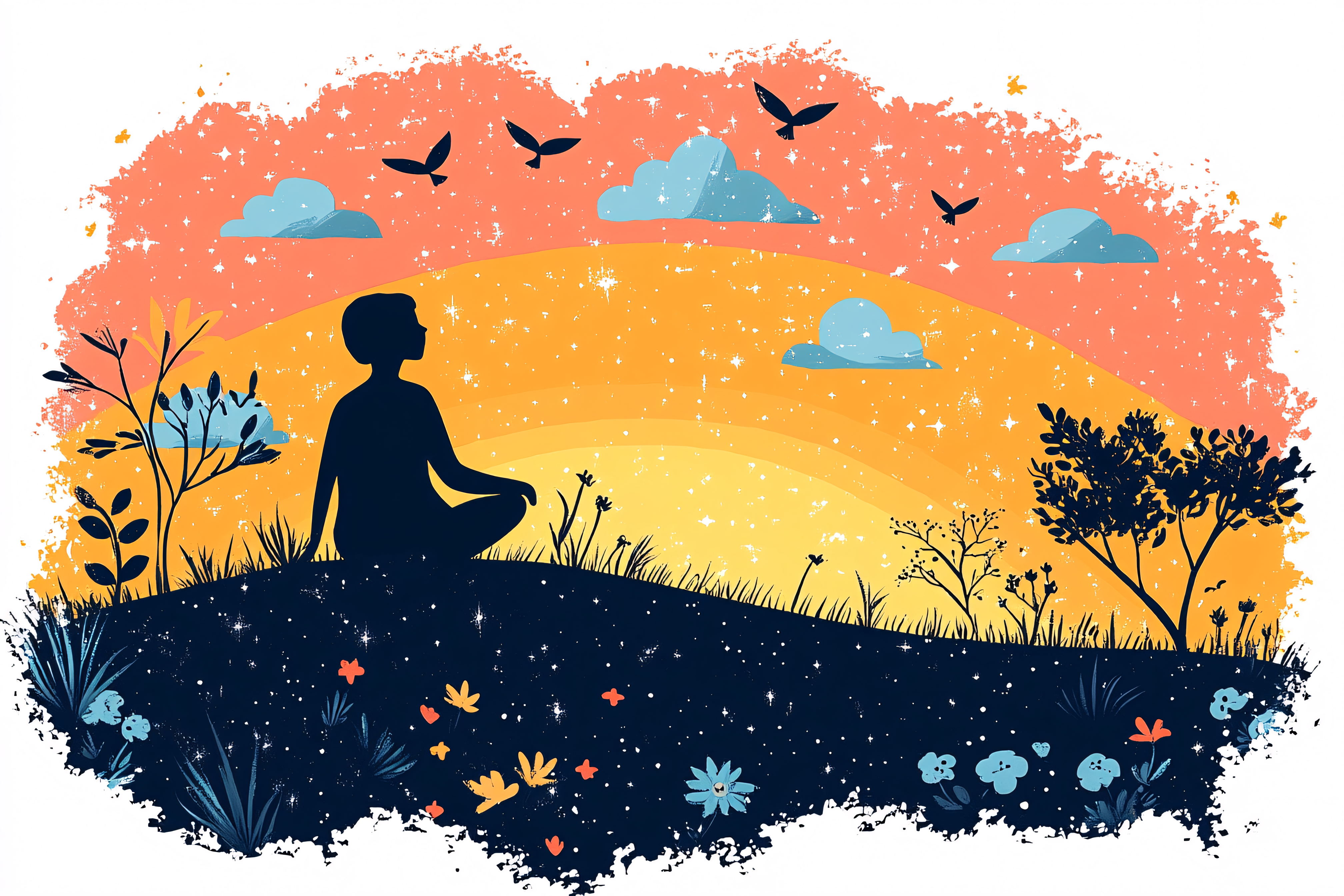 Tranquil Silhouette Meditation