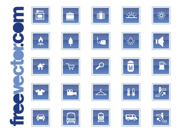 Travel and Transport Icons Free Vector