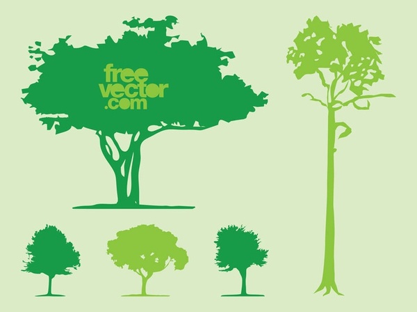 Tree Silhouettes Free Vector