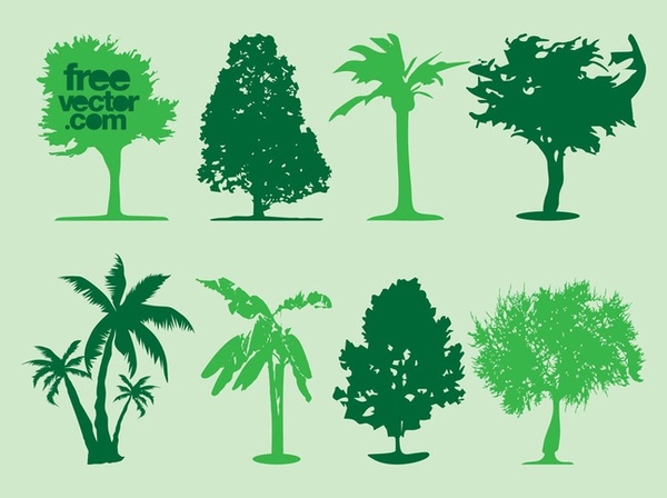 Tree Silhouettes Free Vector