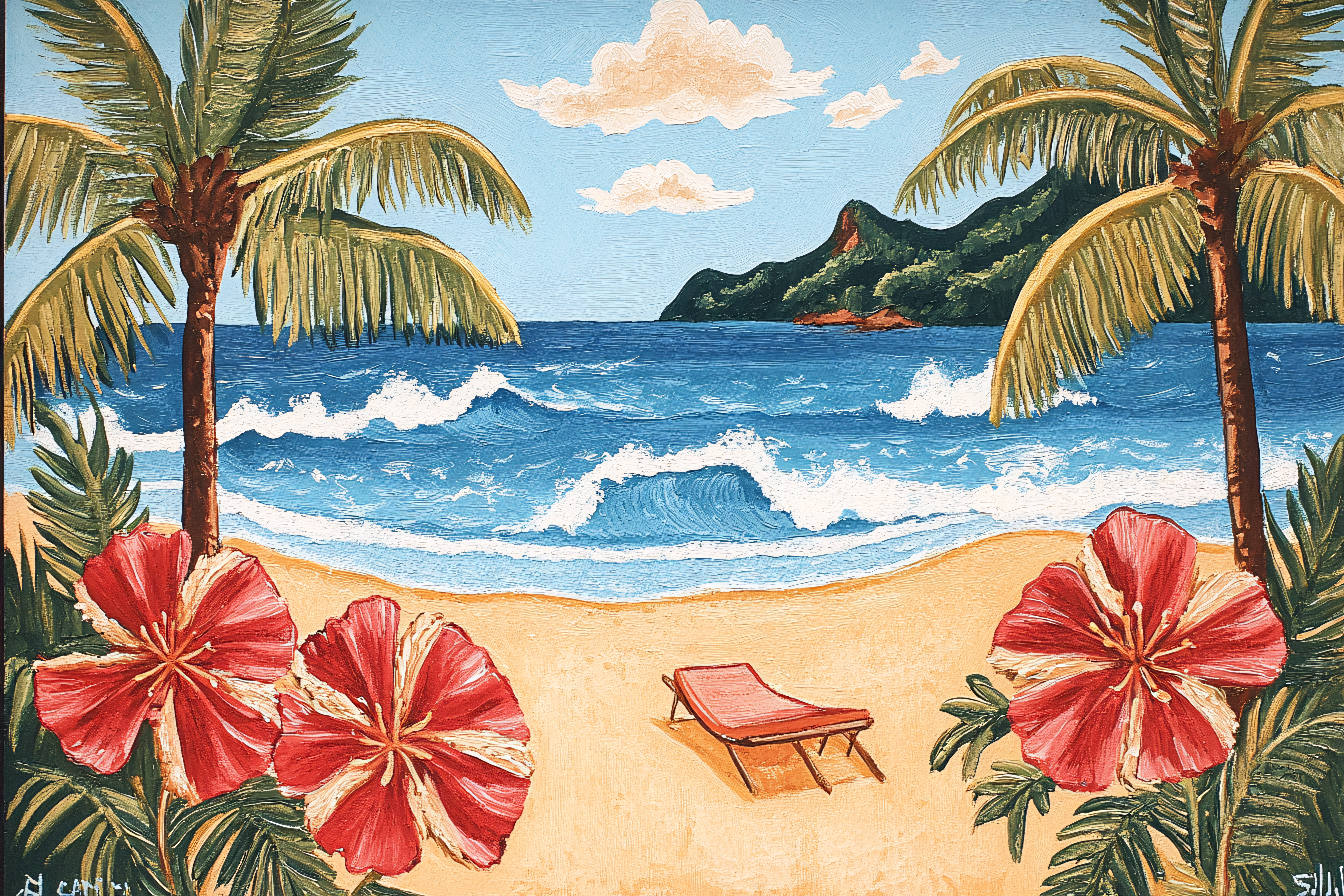 Tropical Beach Scene Painting